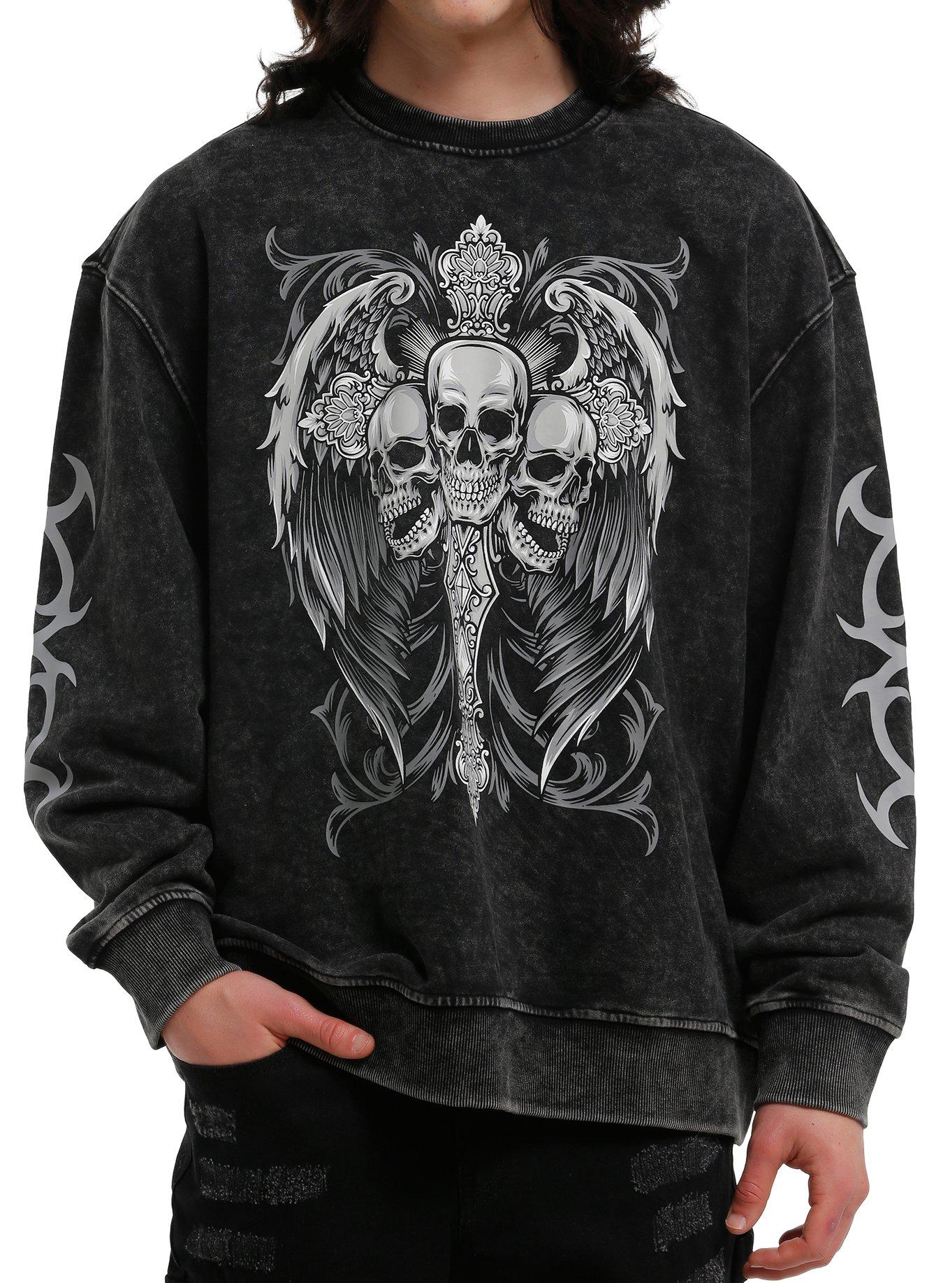 Winged Cross & Skulls Sweatshirt, , hi-res