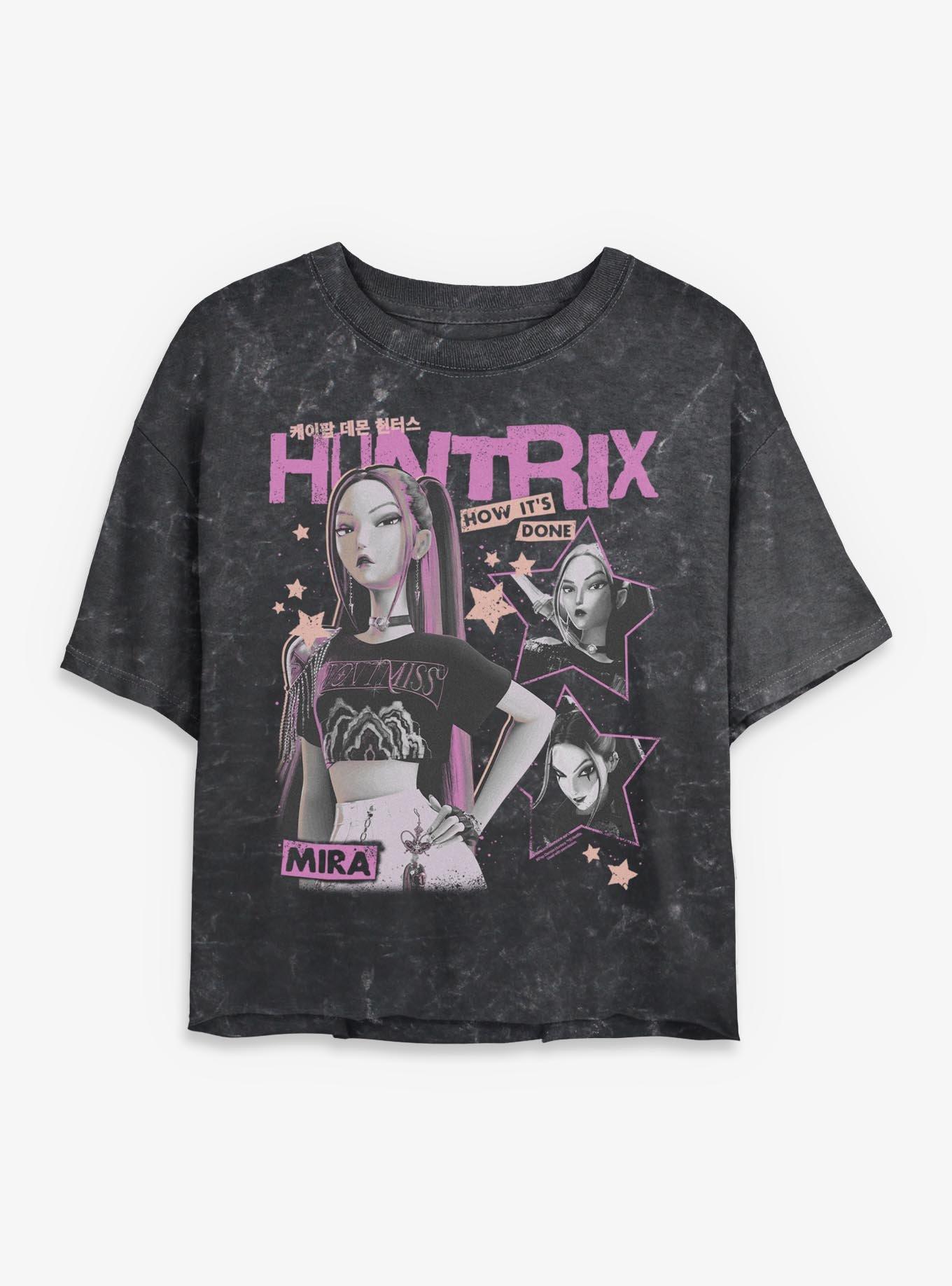 KPop Demon Hunters HUNTR/X Mira Stars Collage Mineral Wash Womens Crop T-Shirt, , hi-res