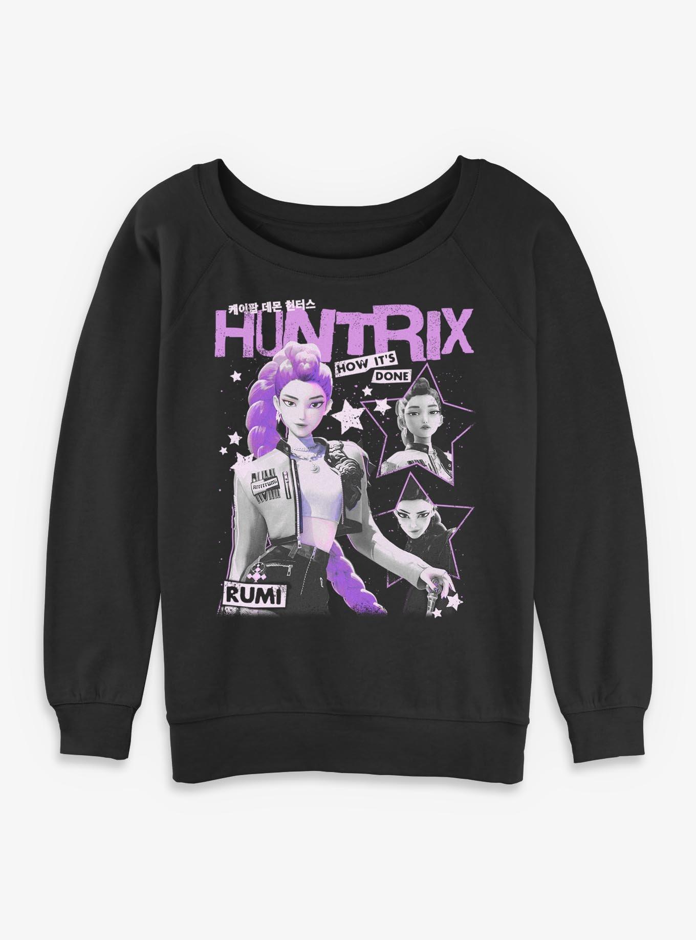KPop Demon Hunters Huntrix Rumi Stars Collage Womens Slouchy Sweatshirt, , hi-res