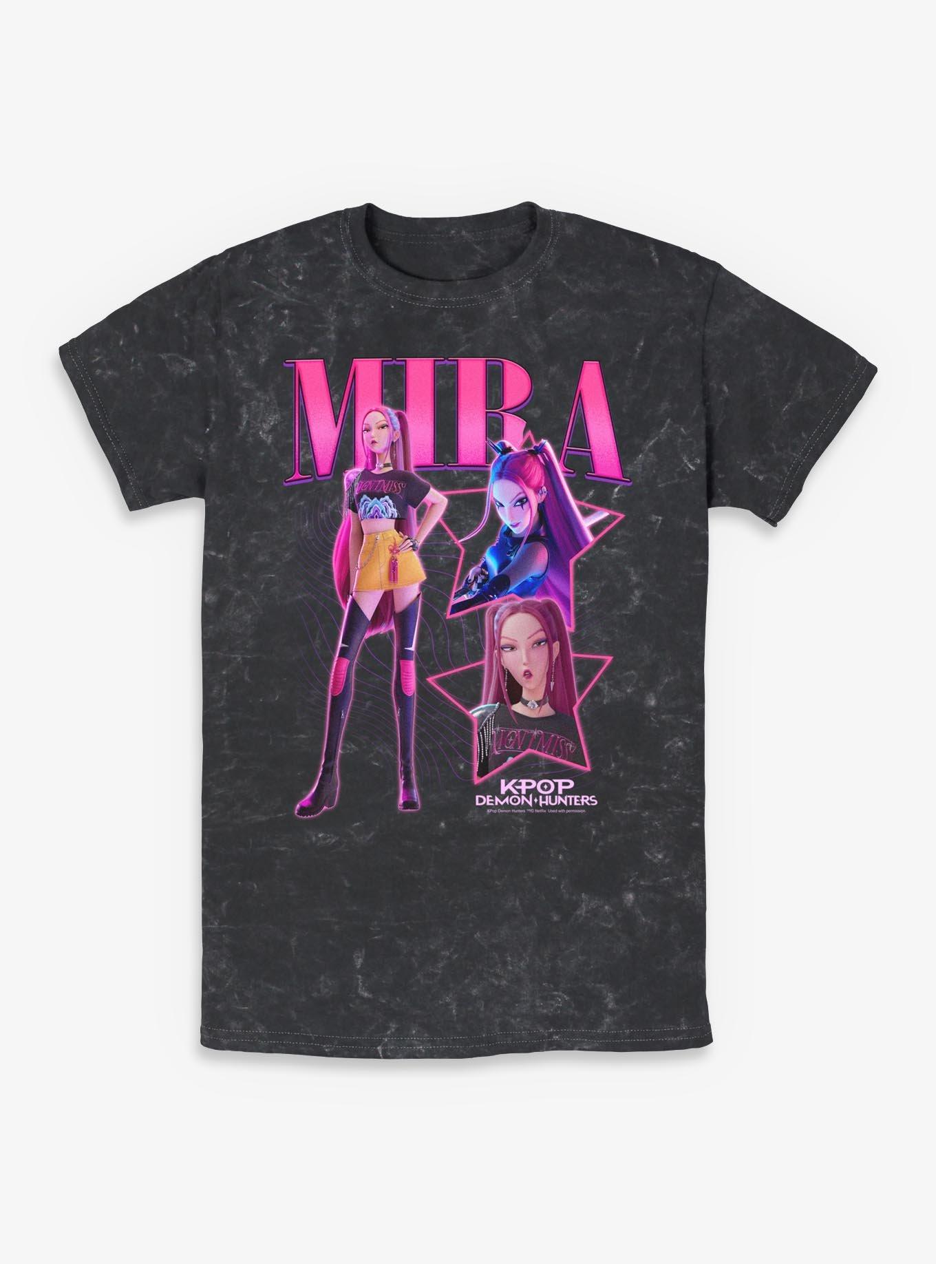 KPop Demon Hunters Mira Collage Mineral Wash T-Shirt, BLACK, hi-res