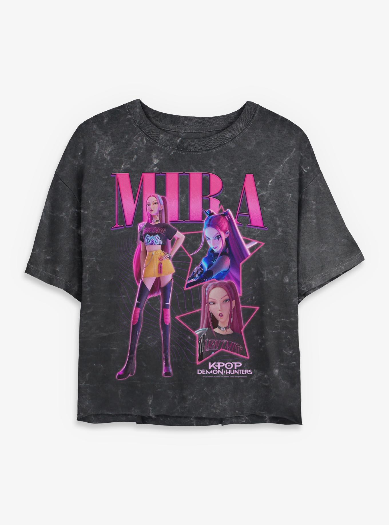 KPop Demon Hunters Mira Collage Girls Mineral Wash Crop T-Shirt, , hi-res