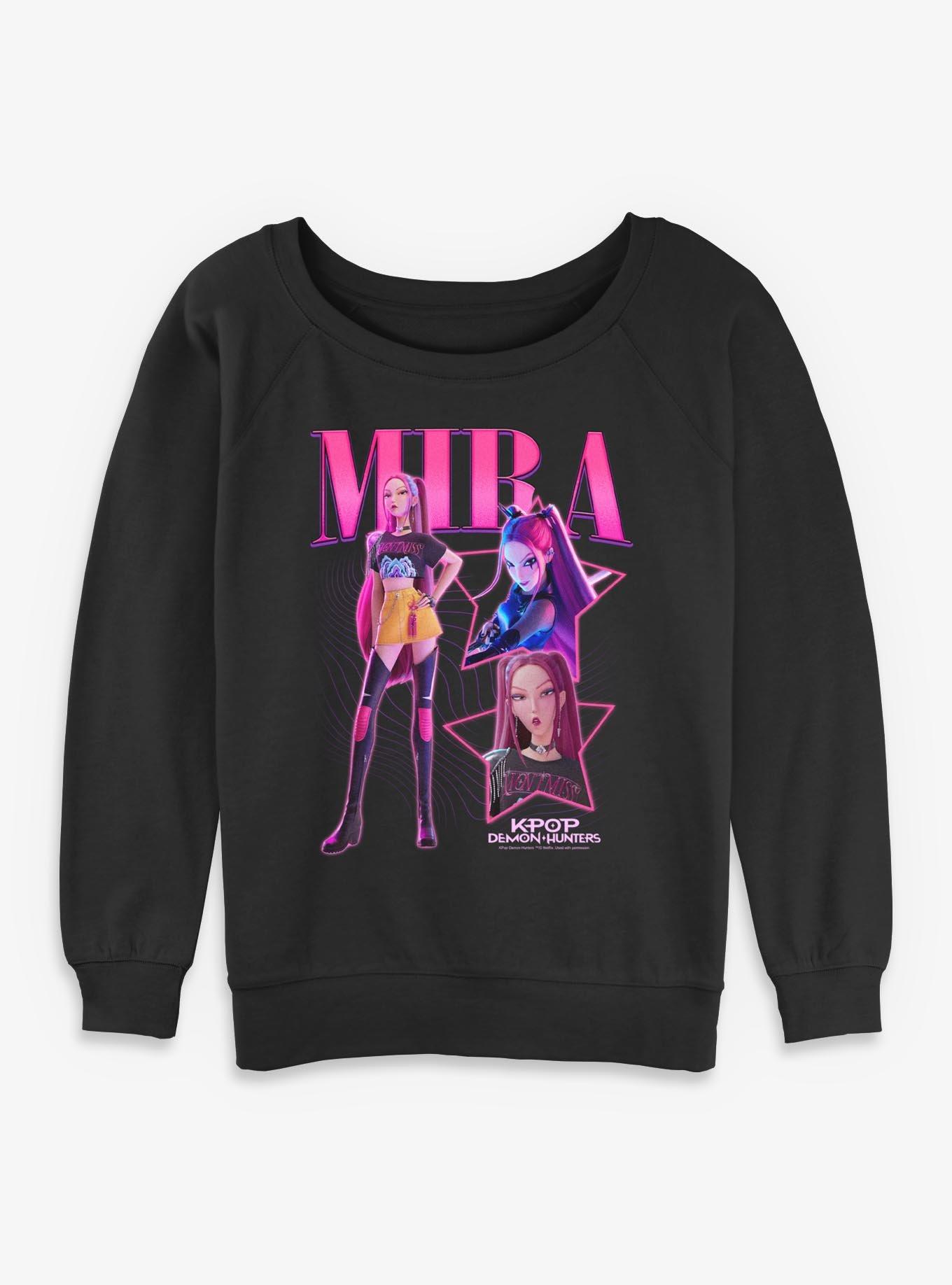 KPop Demon Hunters Mira Collage Girls Slouchy Sweatshirt, BLACK, hi-res