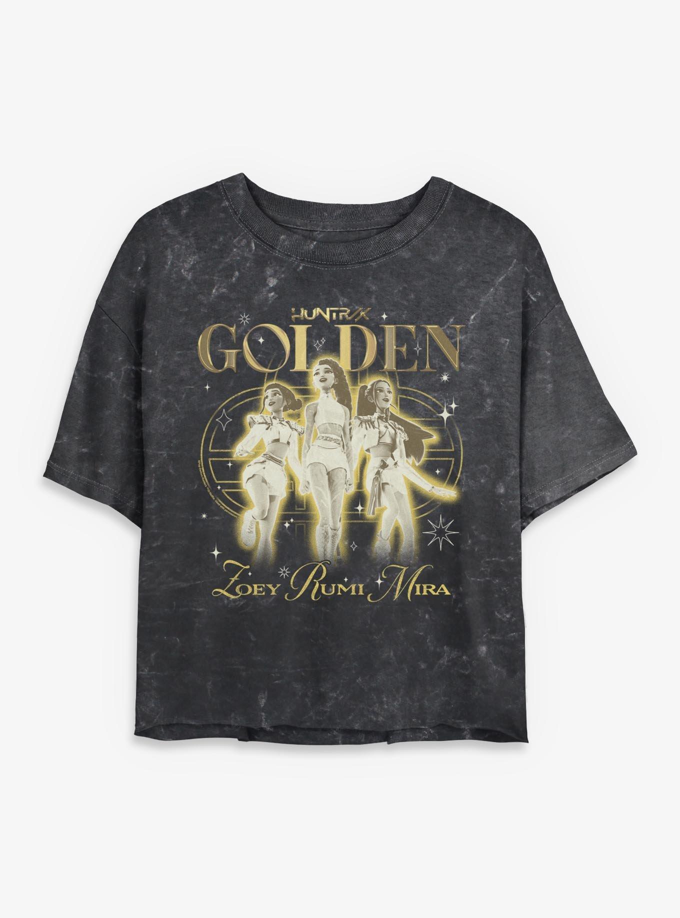 KPop Demon Hunters Huntrix Golden Trio Girls Mineral Wash Crop T-Shirt, , hi-res