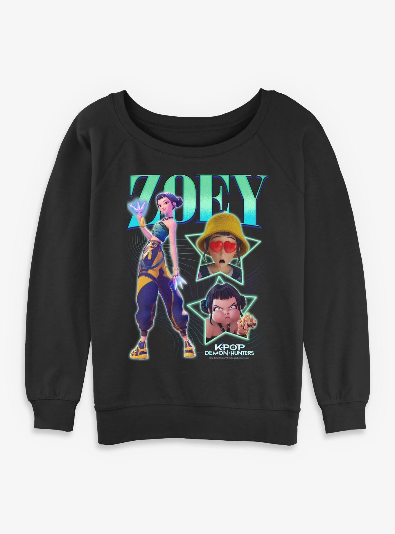 KPop Demon Hunters Zoey Collage Girls Slouchy Sweatshirt