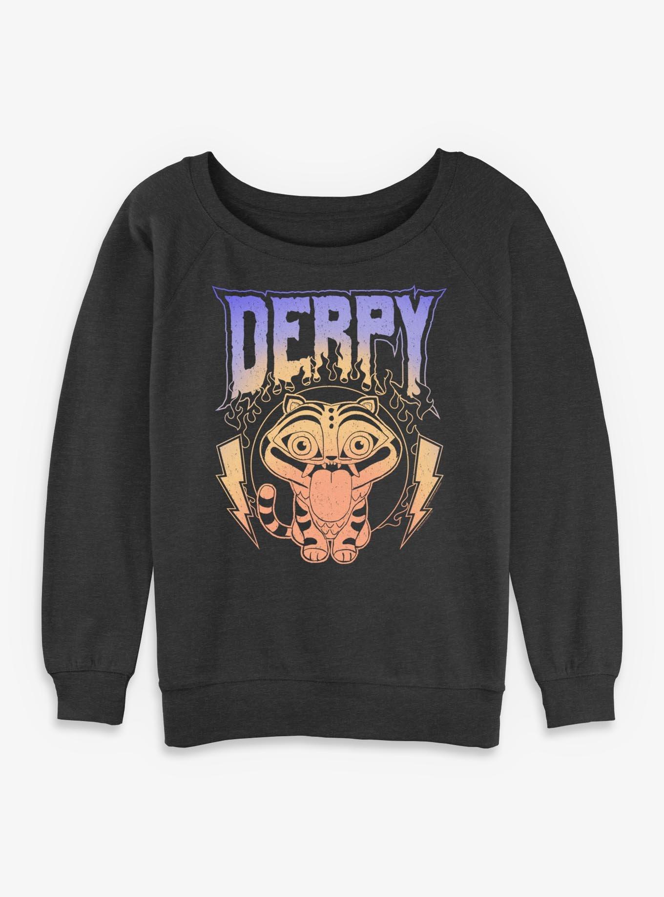 KPop Demon Hunters Derpy Tiger Metal Girls Slouchy Sweatshirt