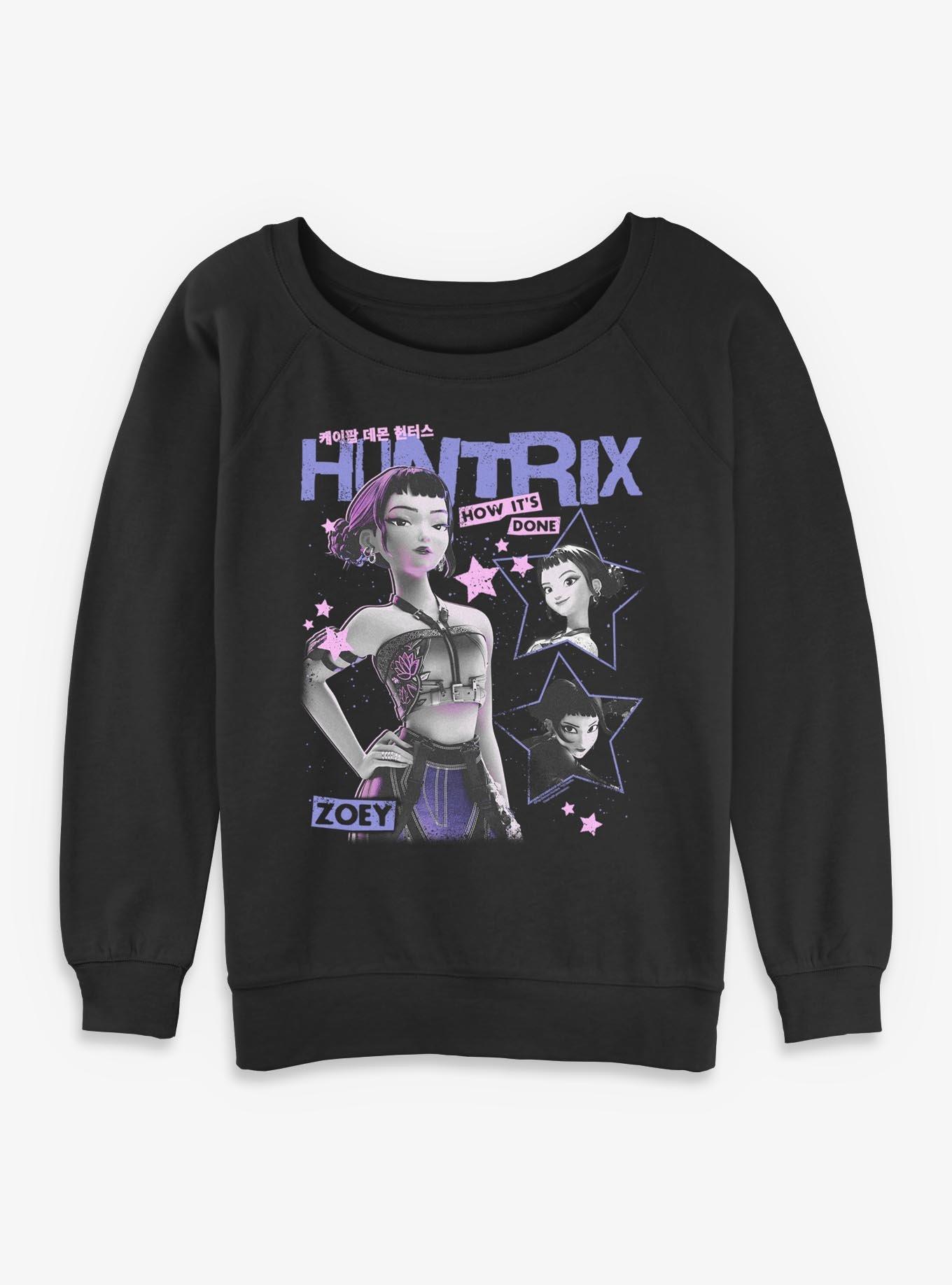 KPop Demon Hunters Huntrix Zoey Stars Collage Womens Slouchy Sweatshirt, , hi-res