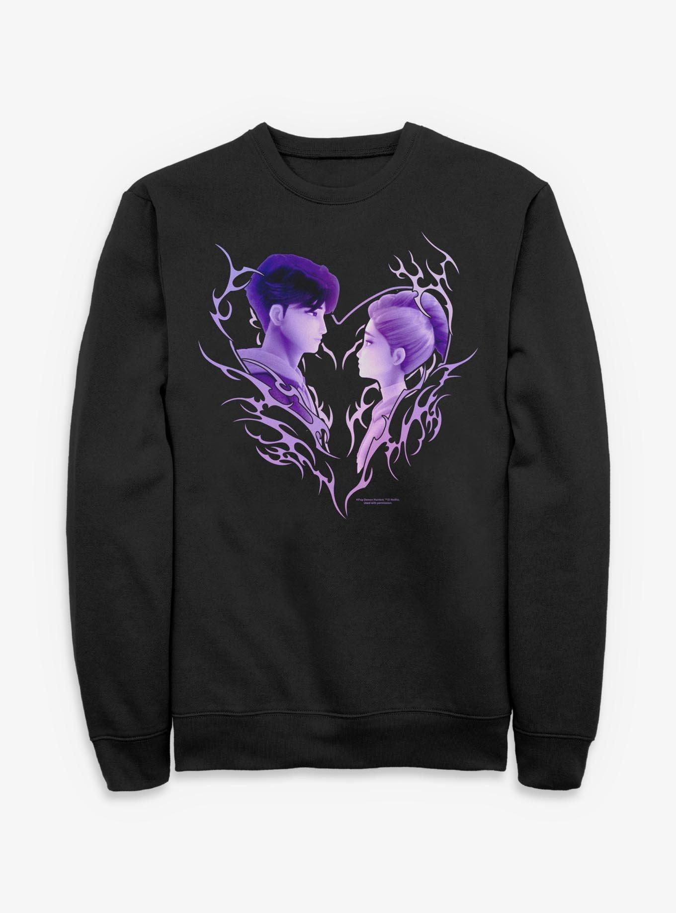 KPop Demon Hunters Jinu & Rumi Cyber Heart Sweatshirt, BLACK, hi-res