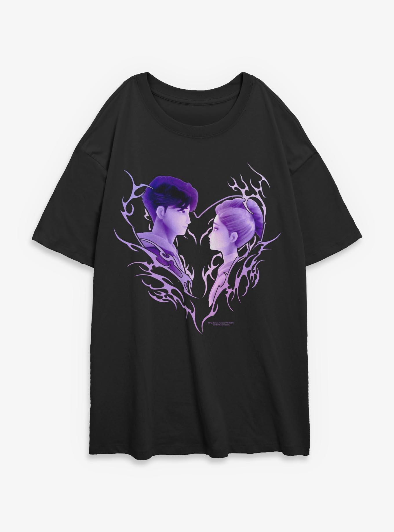 KPop Demon Hunters Jinu & Rumi Cyber Heart Womens Oversized T-Shirt, , hi-res