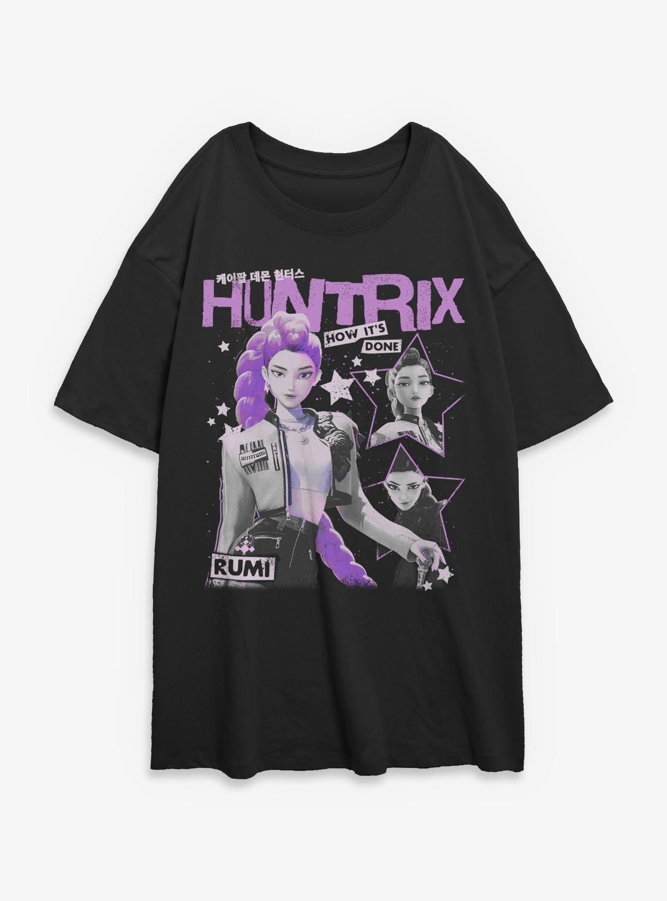 KPop Demon Hunters Huntrix Rumi Stars Collage Womens Oversized T-Shirt, , hi-res