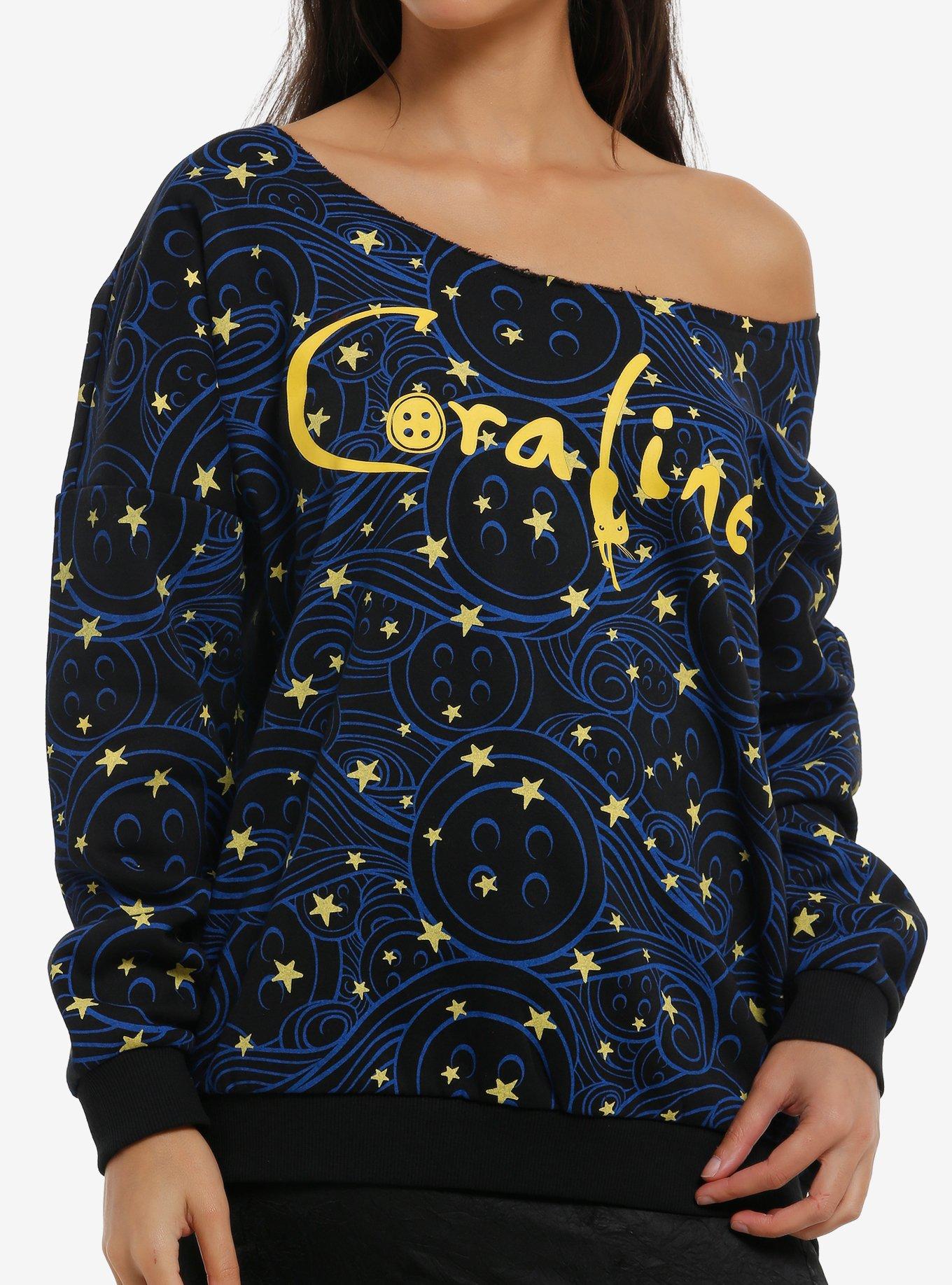 Coraline Button Girls Off-Shoulder Sweatshirt, , hi-res