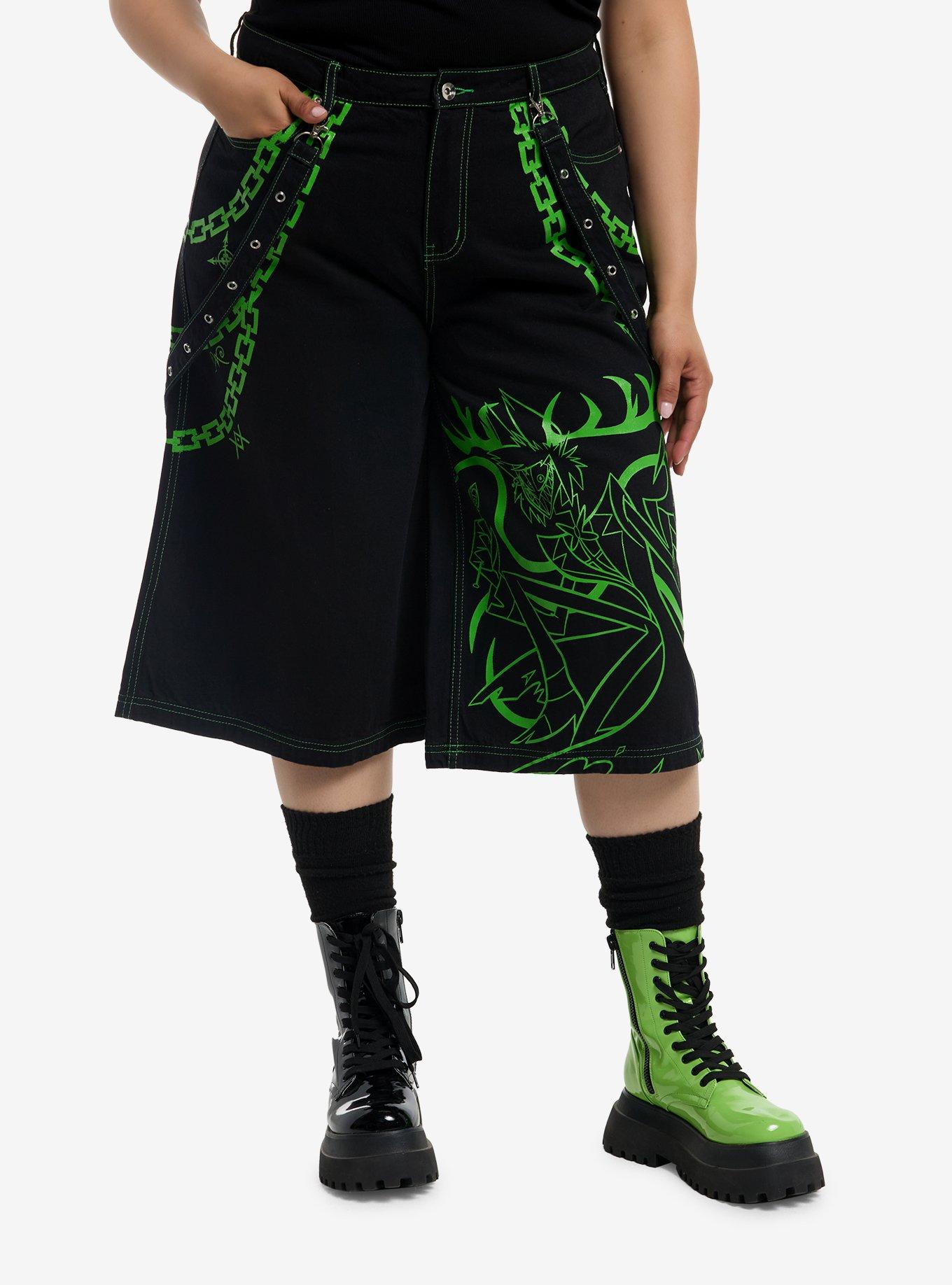 Hazbin Hotel Alastor Chain Suspender Jorts Plus Size, , hi-res