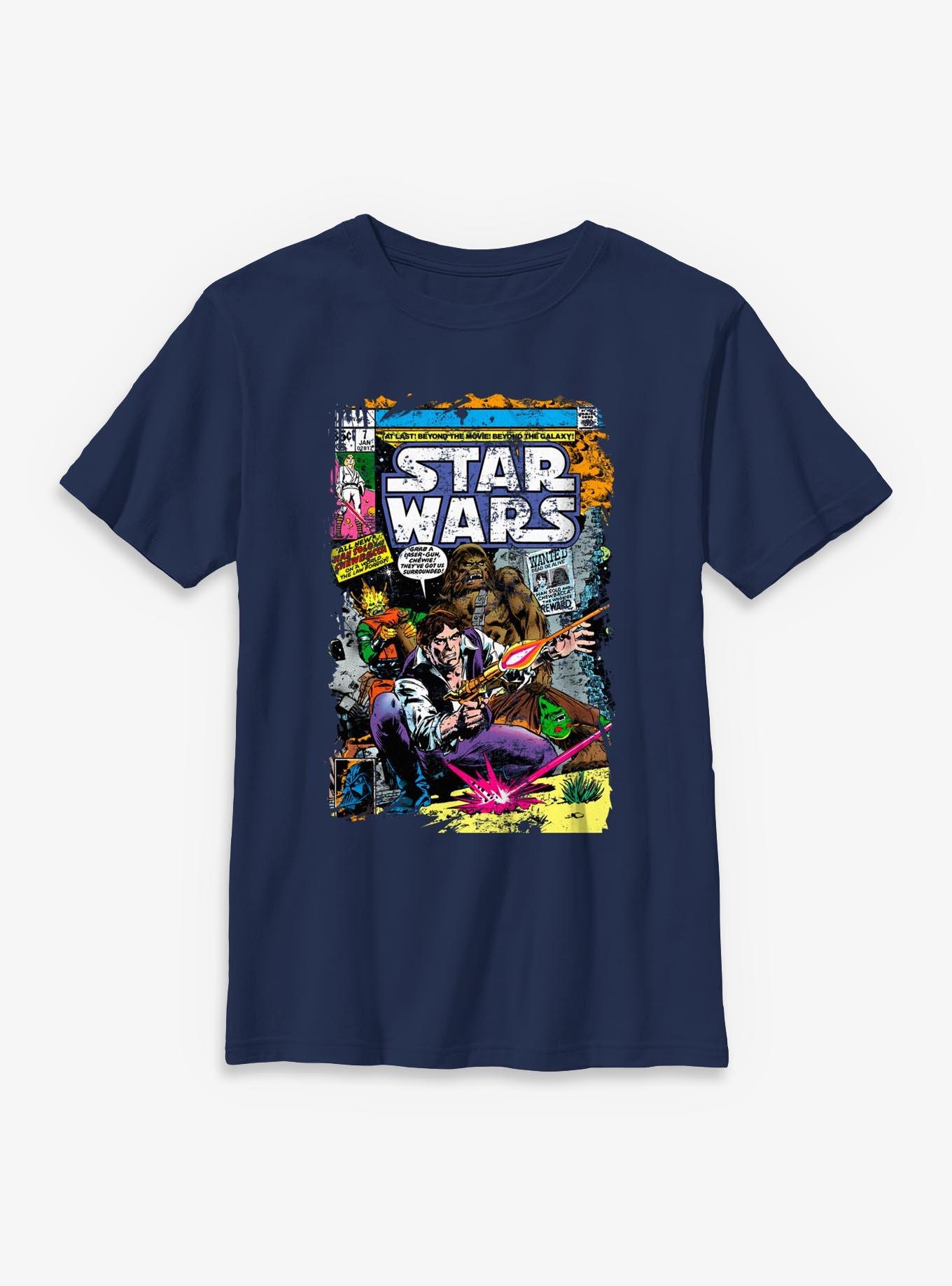 Star Wars Han Solo and Chewbacca Comic Style Cover Youth T-Shirt, , hi-res
