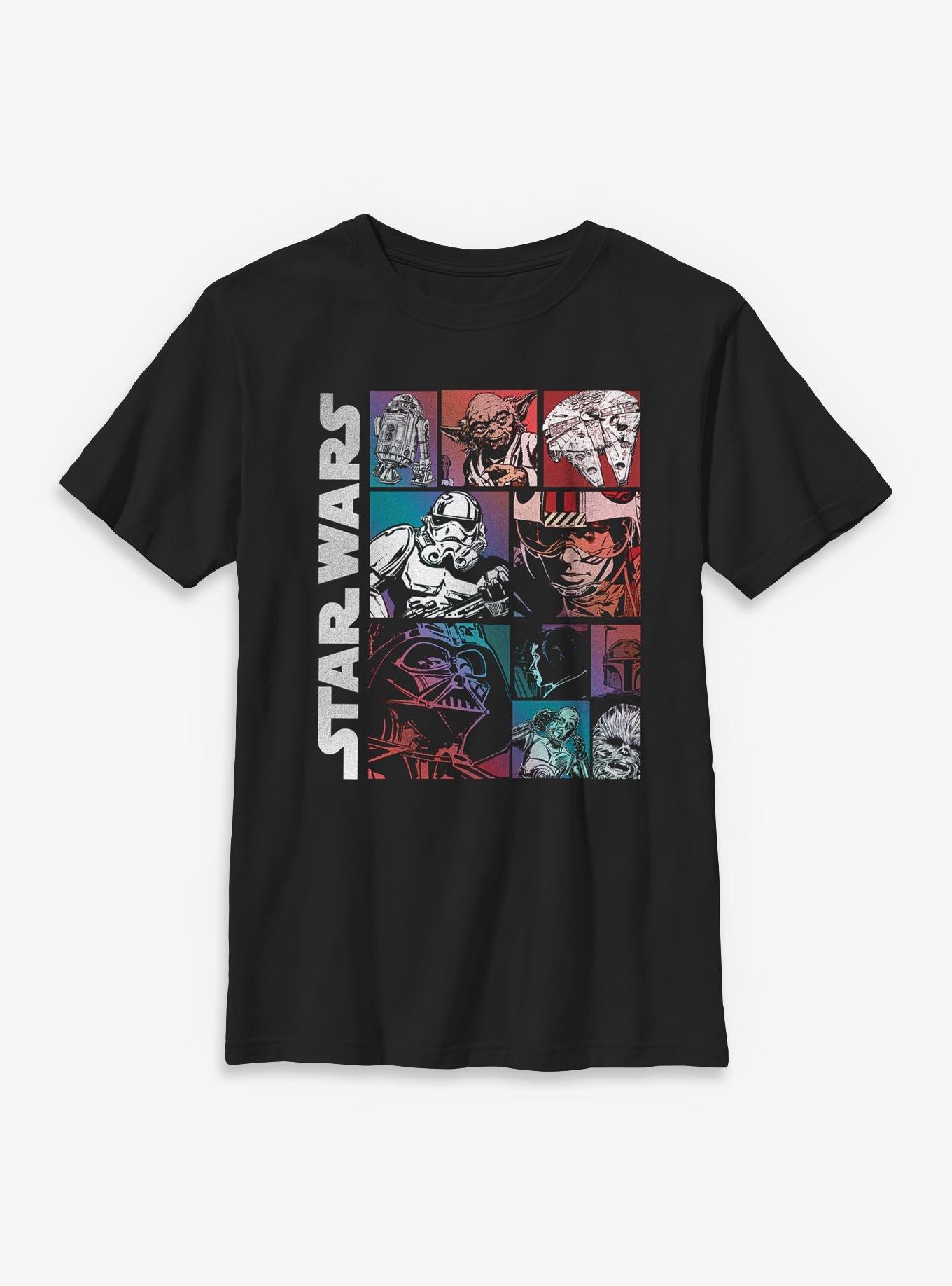 Star Wars Character Grid Youth T-Shirt, BLACK, hi-res
