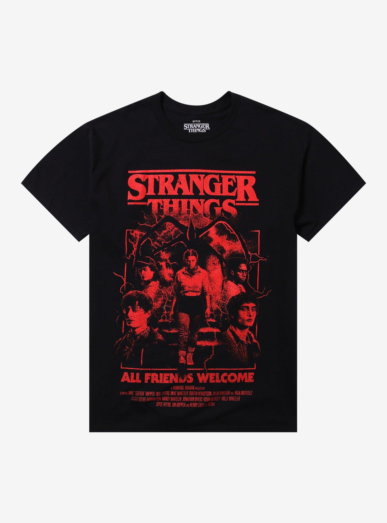 Stranger Things All Friends Welcome Poster T-Shirt, , hi-res