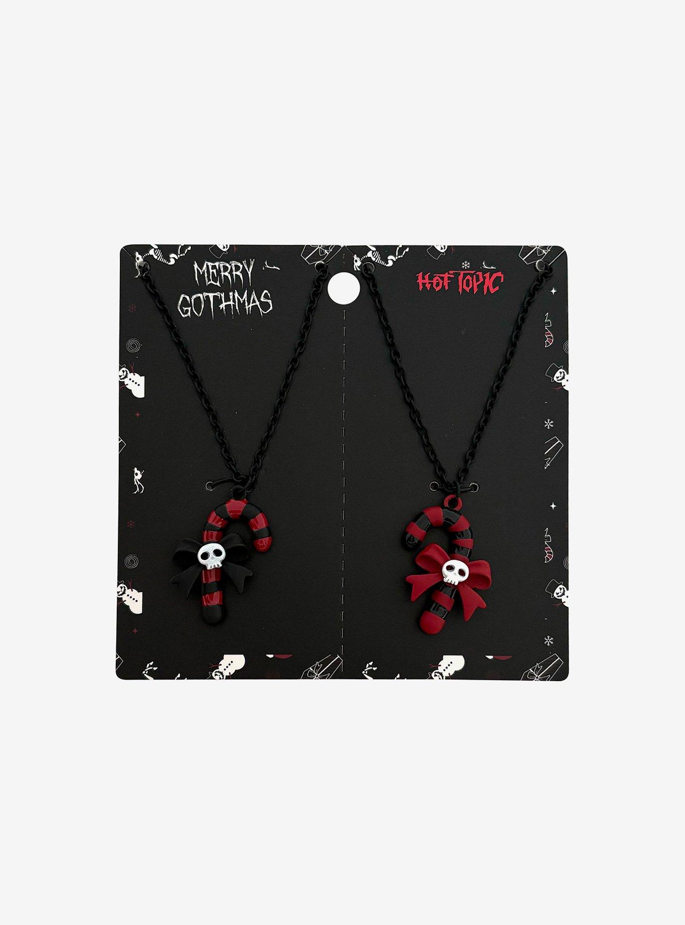 Gothmas Black & Red Candy Cane Best Friend Necklace Set, , hi-res