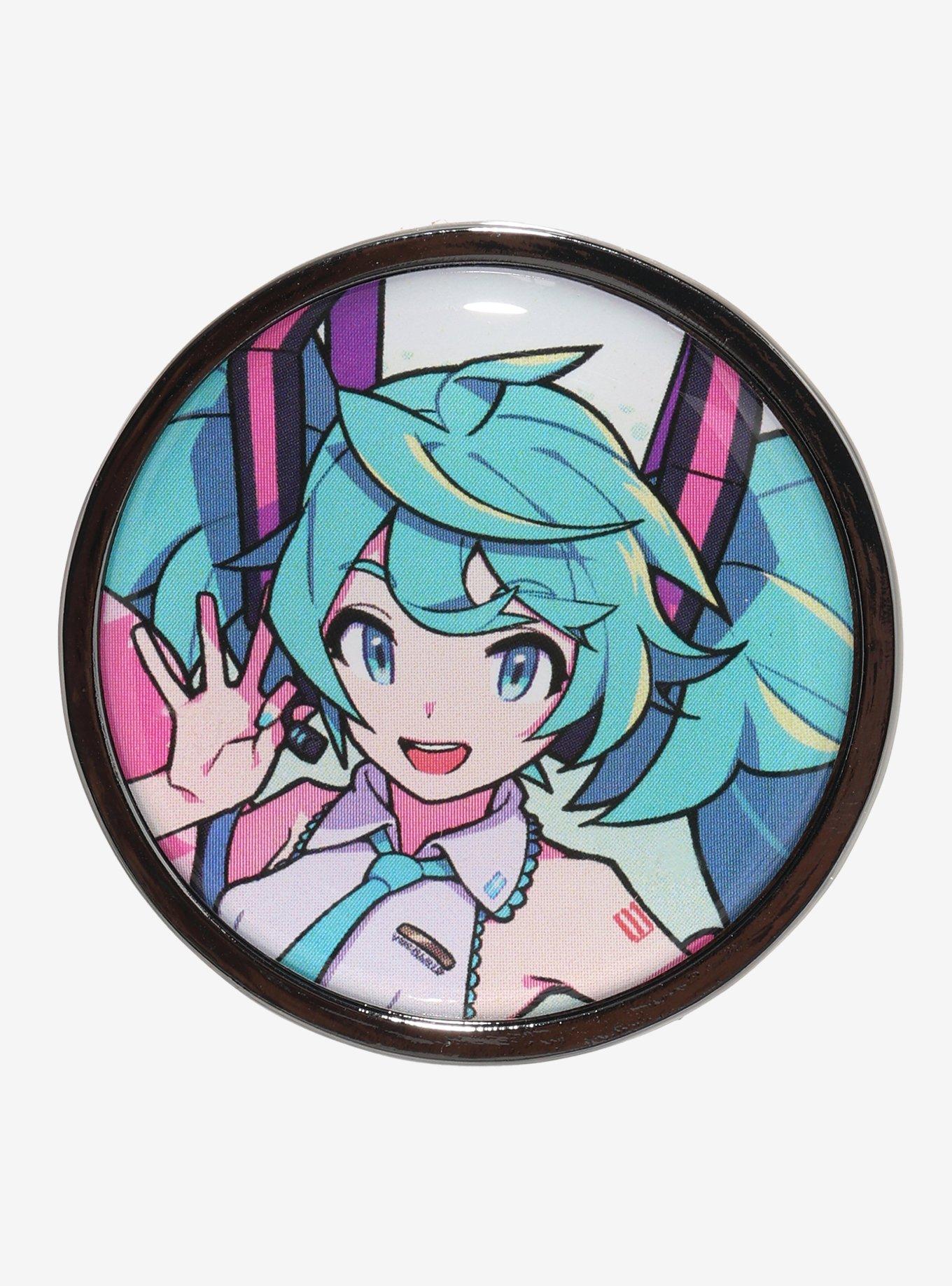Hatsune Miku Profile Circular Enamel Pin Hot Topic Exclusive, , hi-res