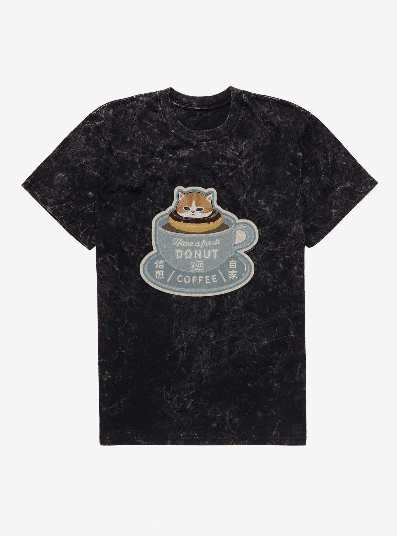 Mofusand Chocolate Donut Coffee Cup Mineral Wash T-Shirt, , hi-res