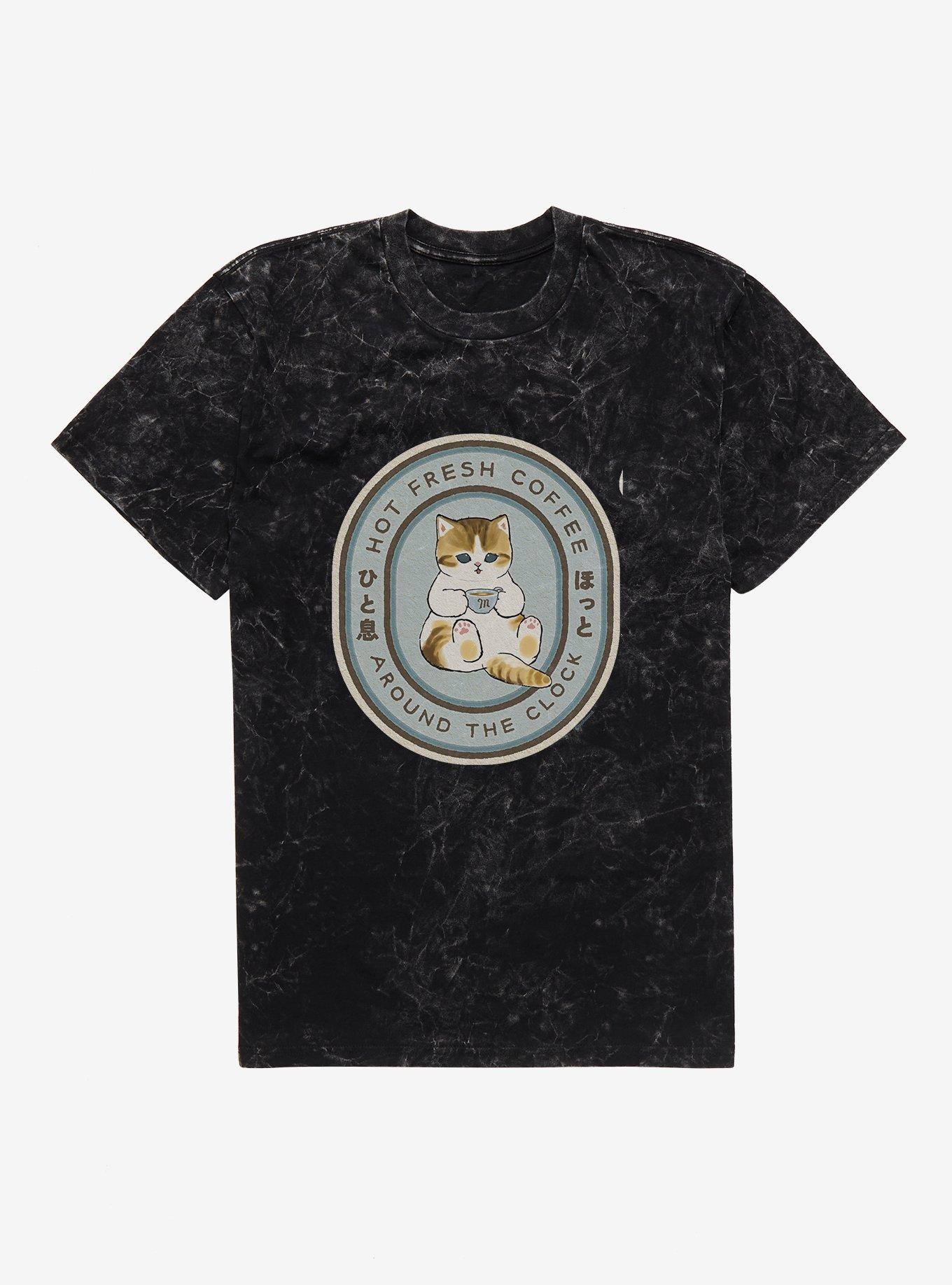 Mofusand Hot Fresh Coffee Around The Clock Mineral Wash T-Shirt, , hi-res