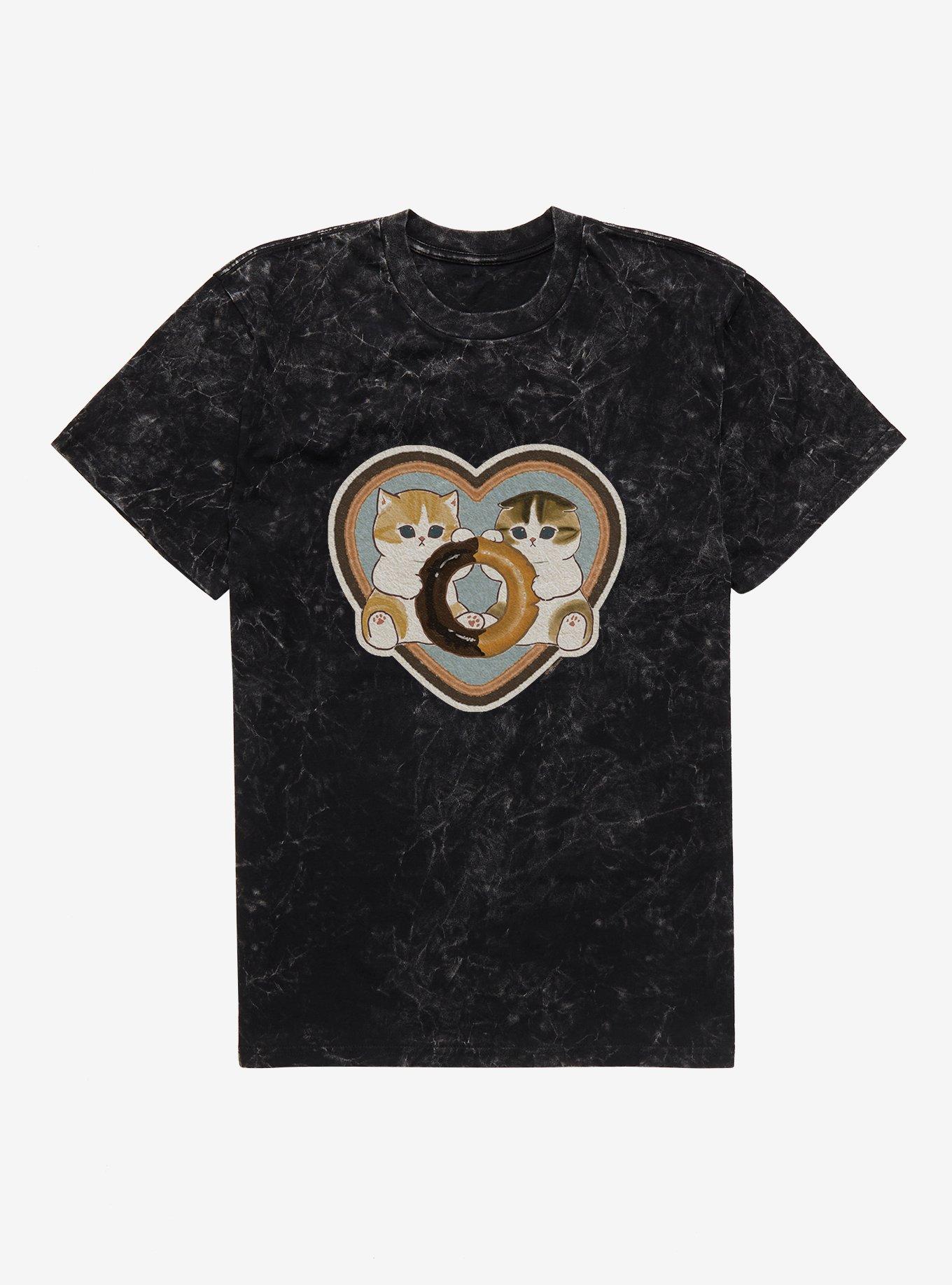 Mofusand Kitty Donut Heart Mineral Wash T-Shirt