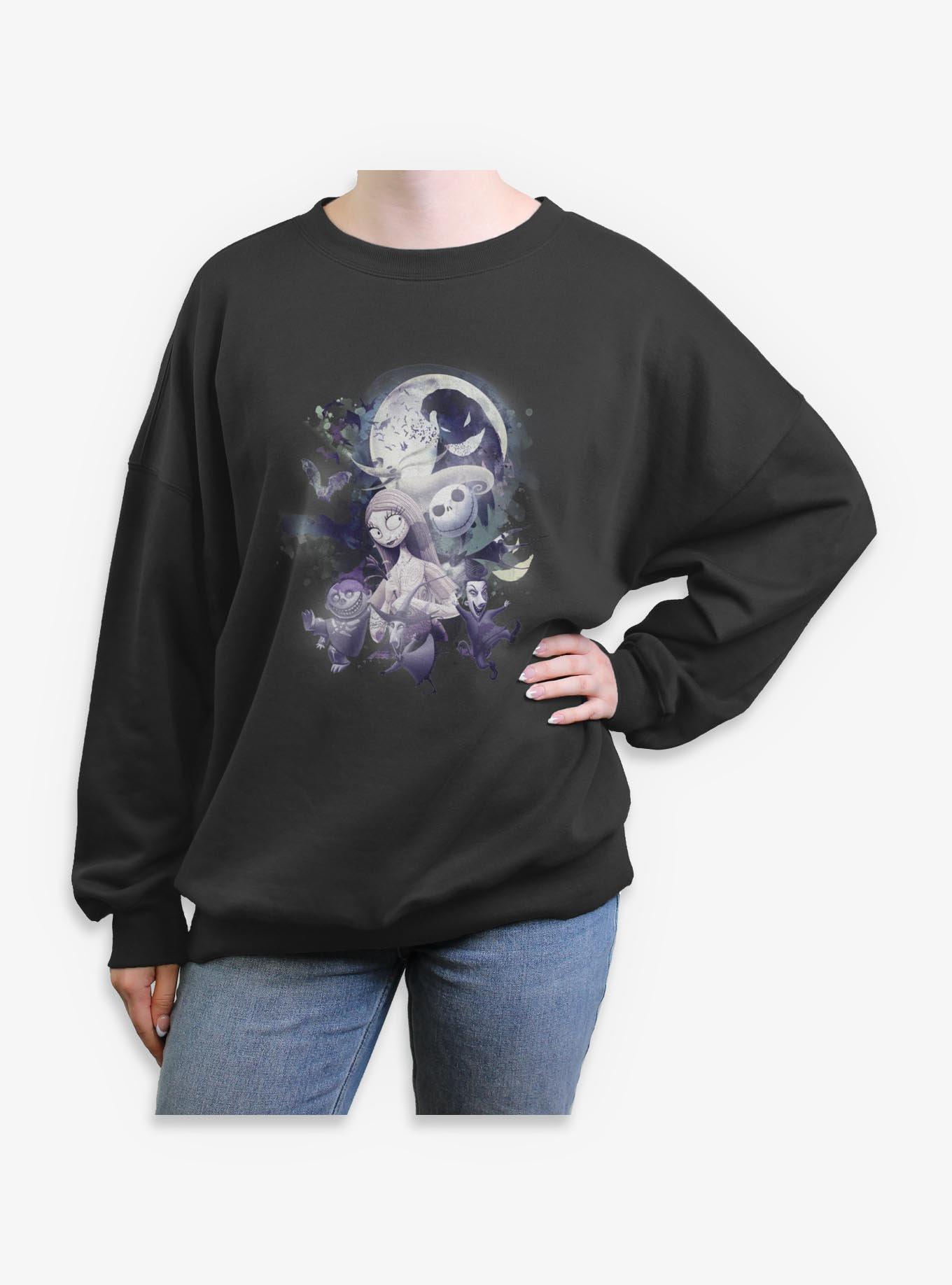 The Nightmare Before Christmas Under The Moonlight Group Womens Oversized Sweatshirt, , hi-res