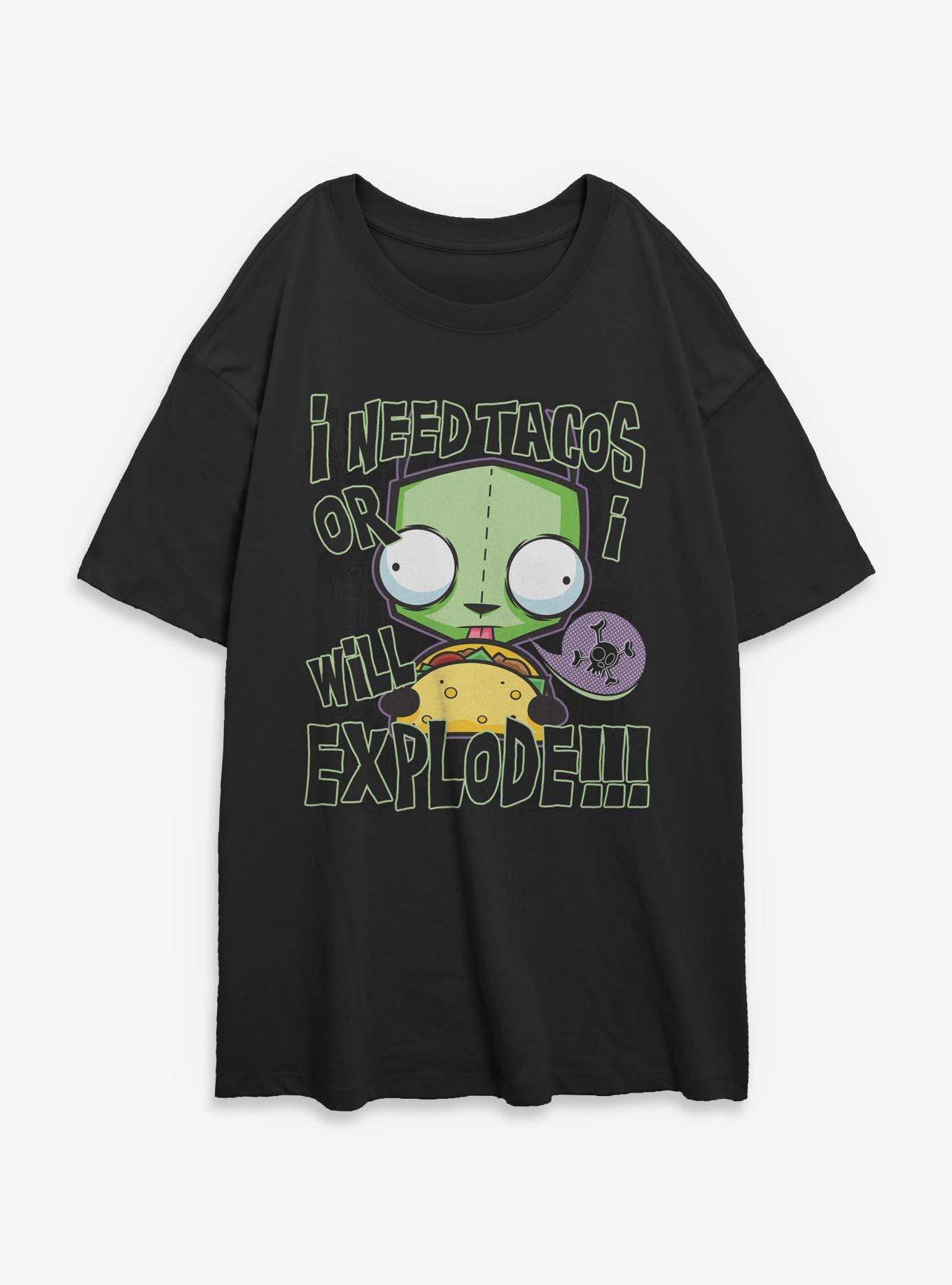 Invader ZIM I Need Tacos Or I Will Explode Womens Oversized T-Shirt, , hi-res