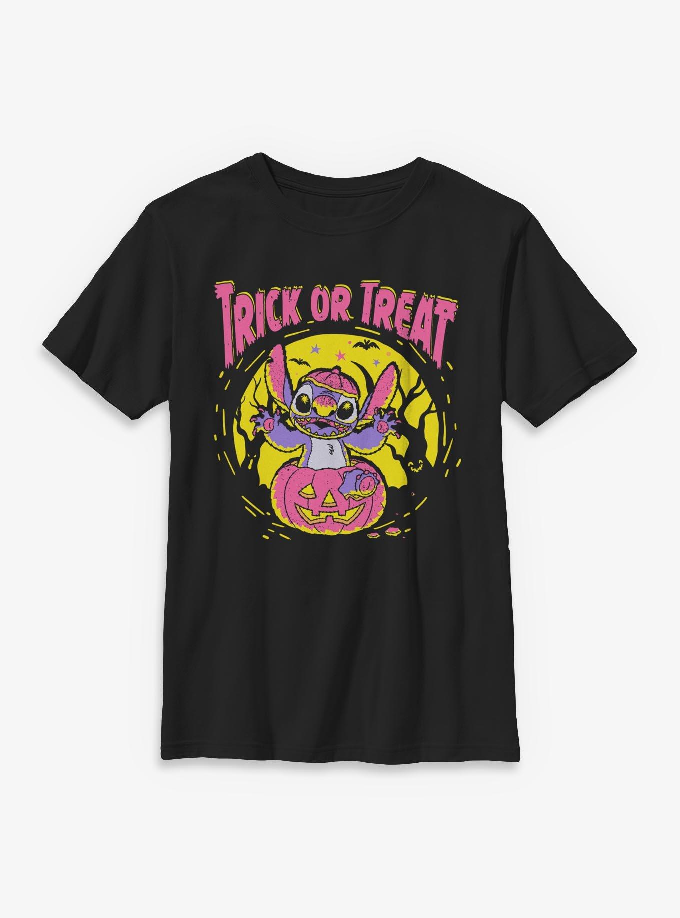 Disney Lilo & Stitch Spooky Trick Or Treat Stitch Youth T-Shirt, BLACK, hi-res
