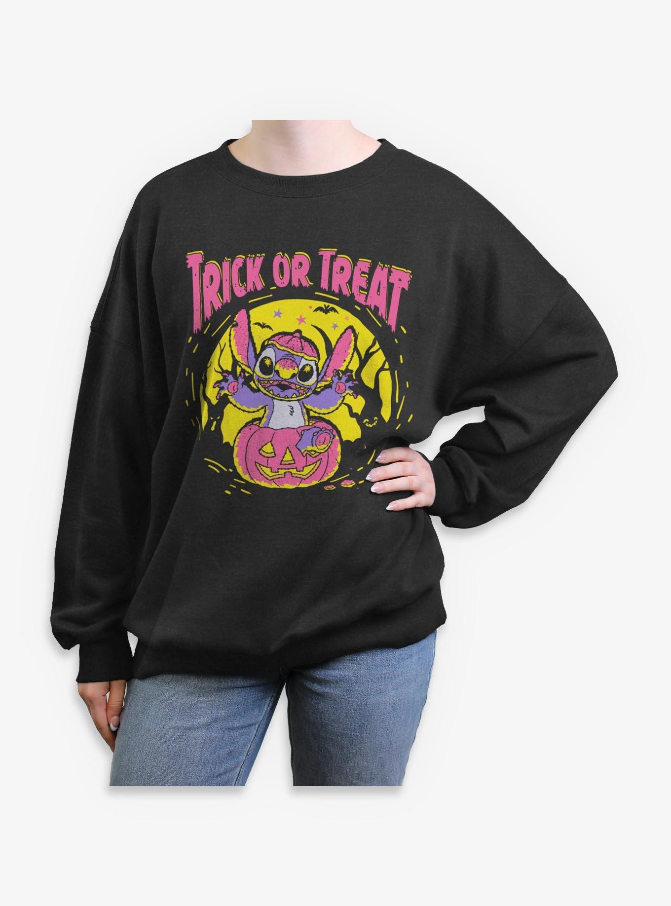Disney Lilo & Stitch Spooky Trick Or Treat Stitch Womens Oversized Sweatshirt, , hi-res