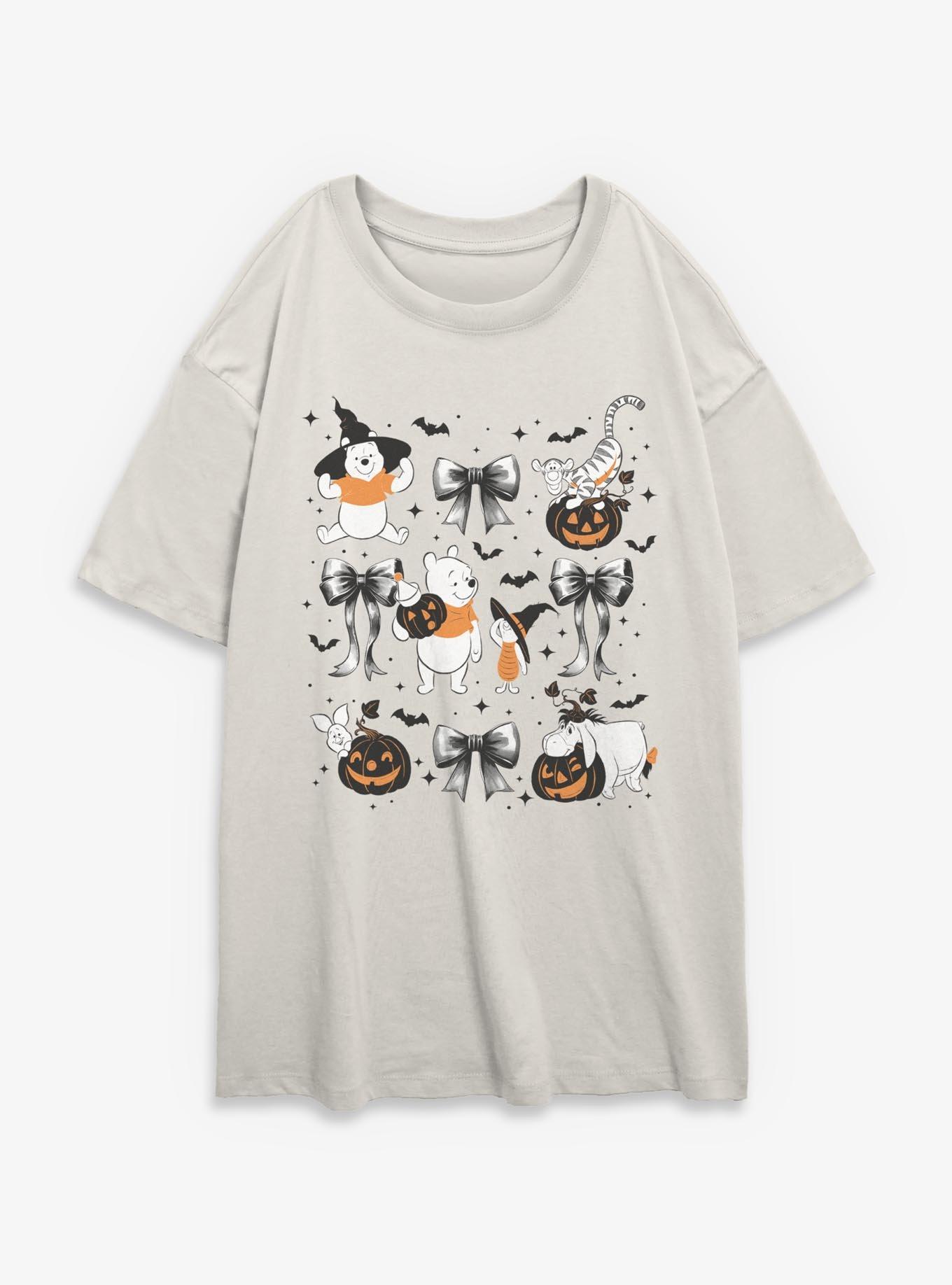 Disney Winnie The Pooh Spooky Bows & Bats Womens Oversized T-Shirt, EGRET, hi-res