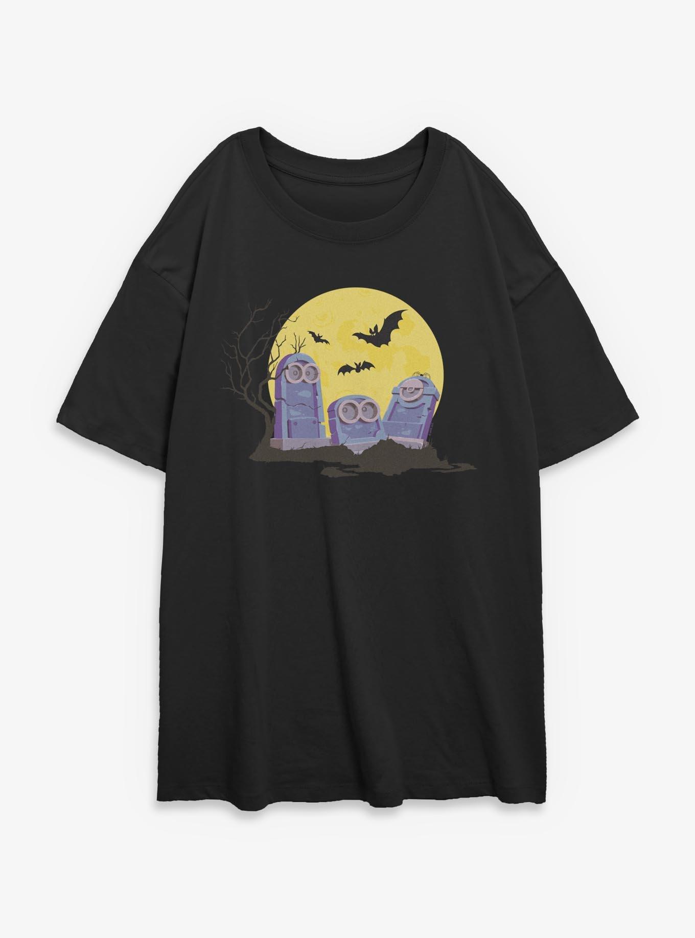 Minions Spooky Tombstone Cemetery Womens Oversized T-Shirt, , hi-res