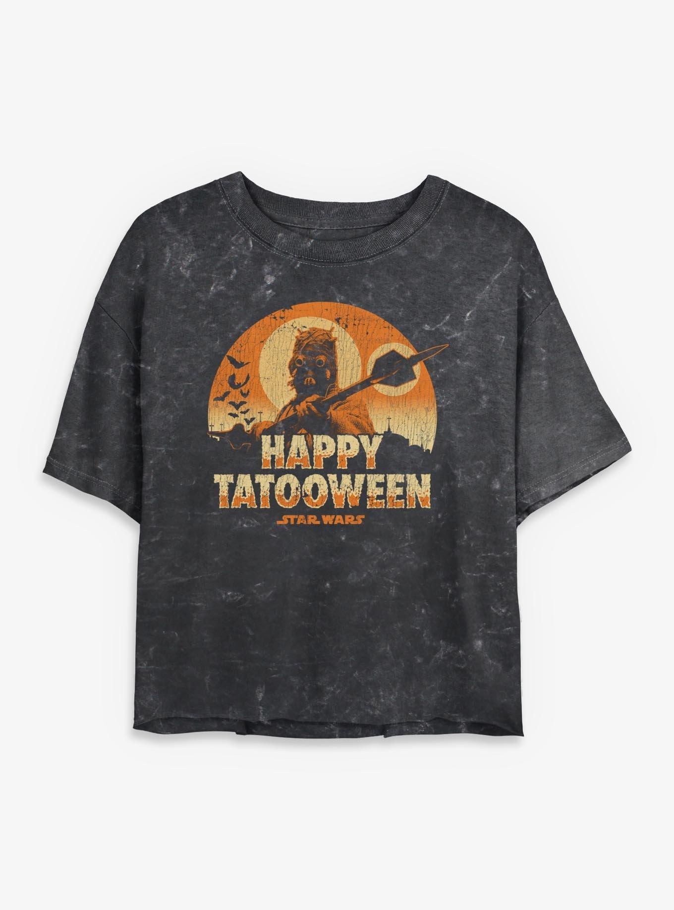 Star Wars Happy Tatooween Girls Mineral Wash Crop T-Shirt, , hi-res