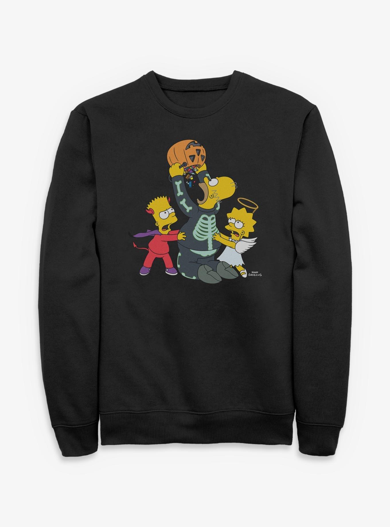 The Simpsons Halloween Candy Fight Sweatshirt, BLACK, hi-res