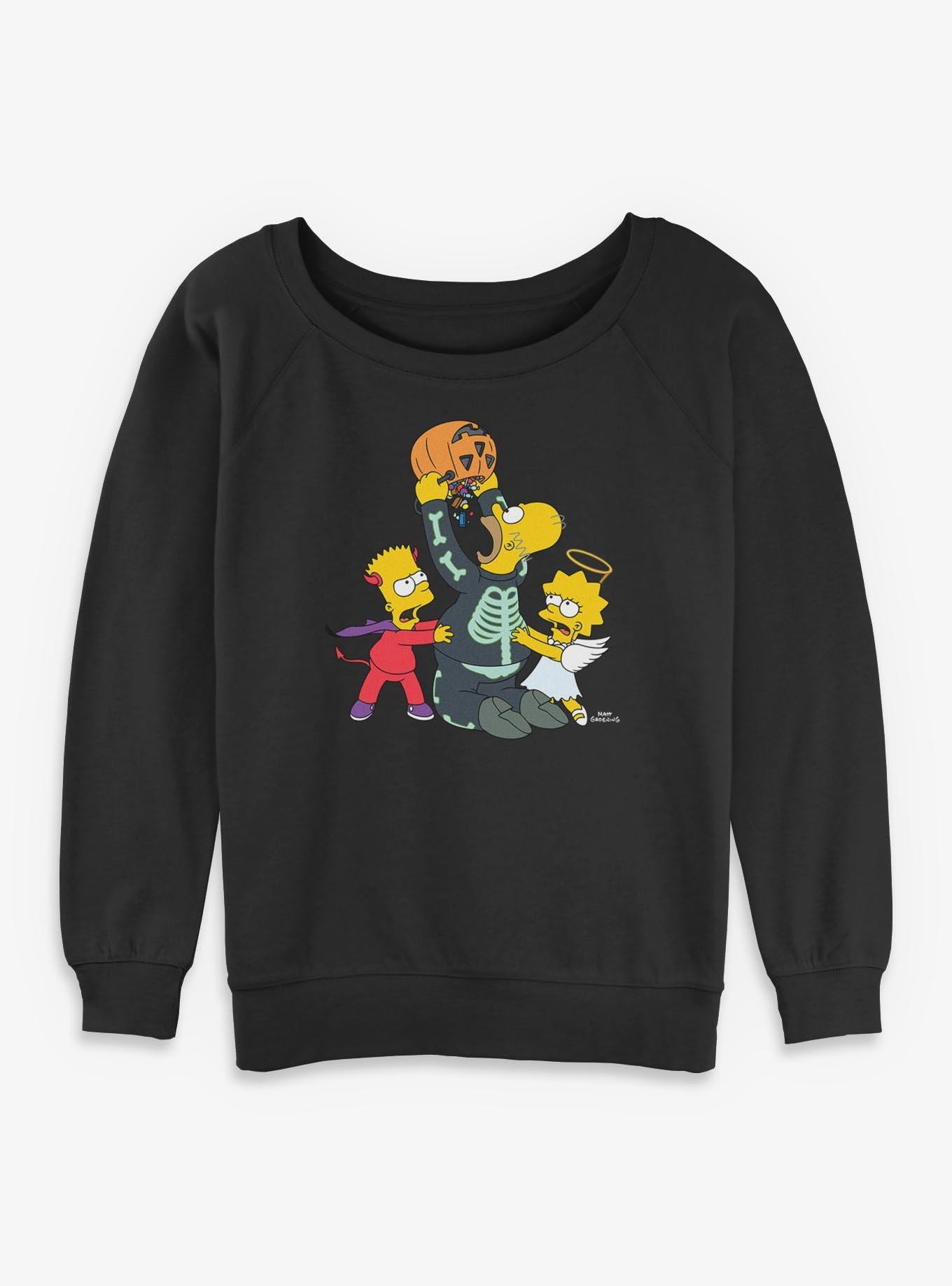 The Simpsons Halloween Candy Fight Girls Slouchy Sweatshirt, , hi-res