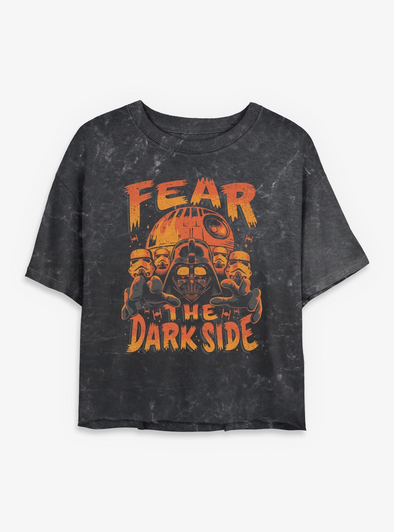 Star Wars Fear The Darkside Girls Mineral Wash Crop T-Shirt, , hi-res