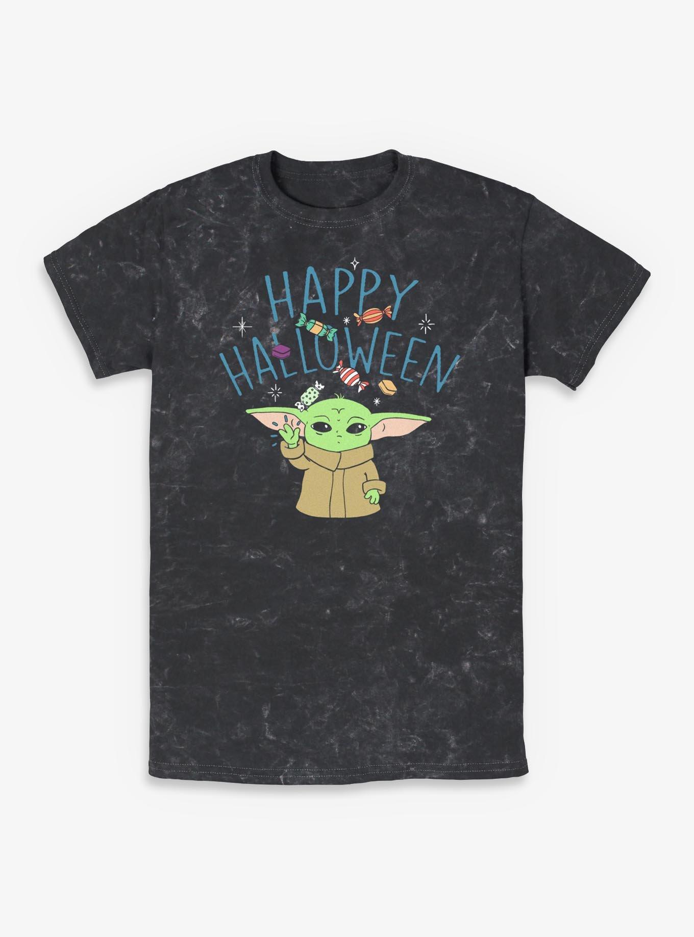 Star Wars The Mandalorian Grogu Happy Halloween Mineral Wash T-Shirt, BLACK, hi-res