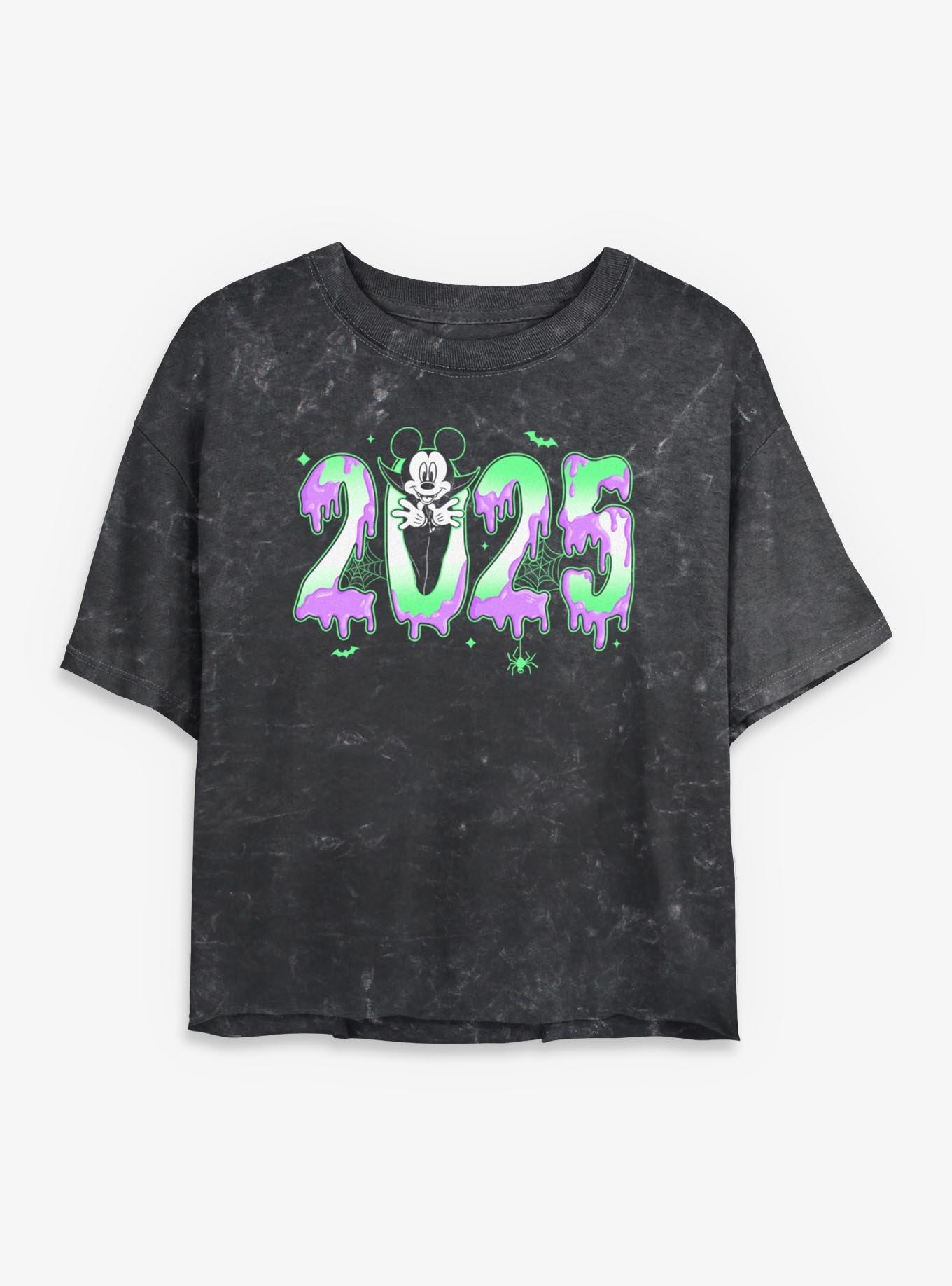 Disney Mickey Mouse Spooky Year 2025 Girls Mineral Wash Crop T-Shirt, , hi-res