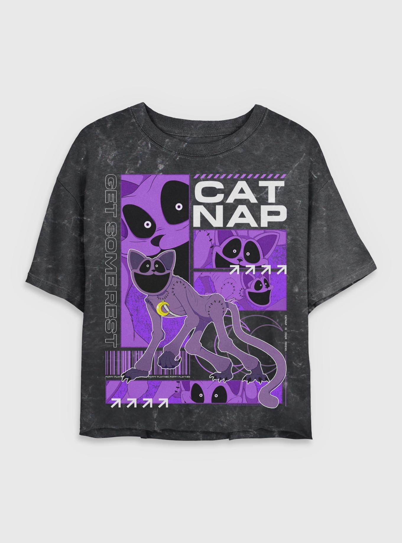 Poppy Playtime Catnap Is Your Friend Womens Mineral Wash Crop T-Shirt, , hi-res