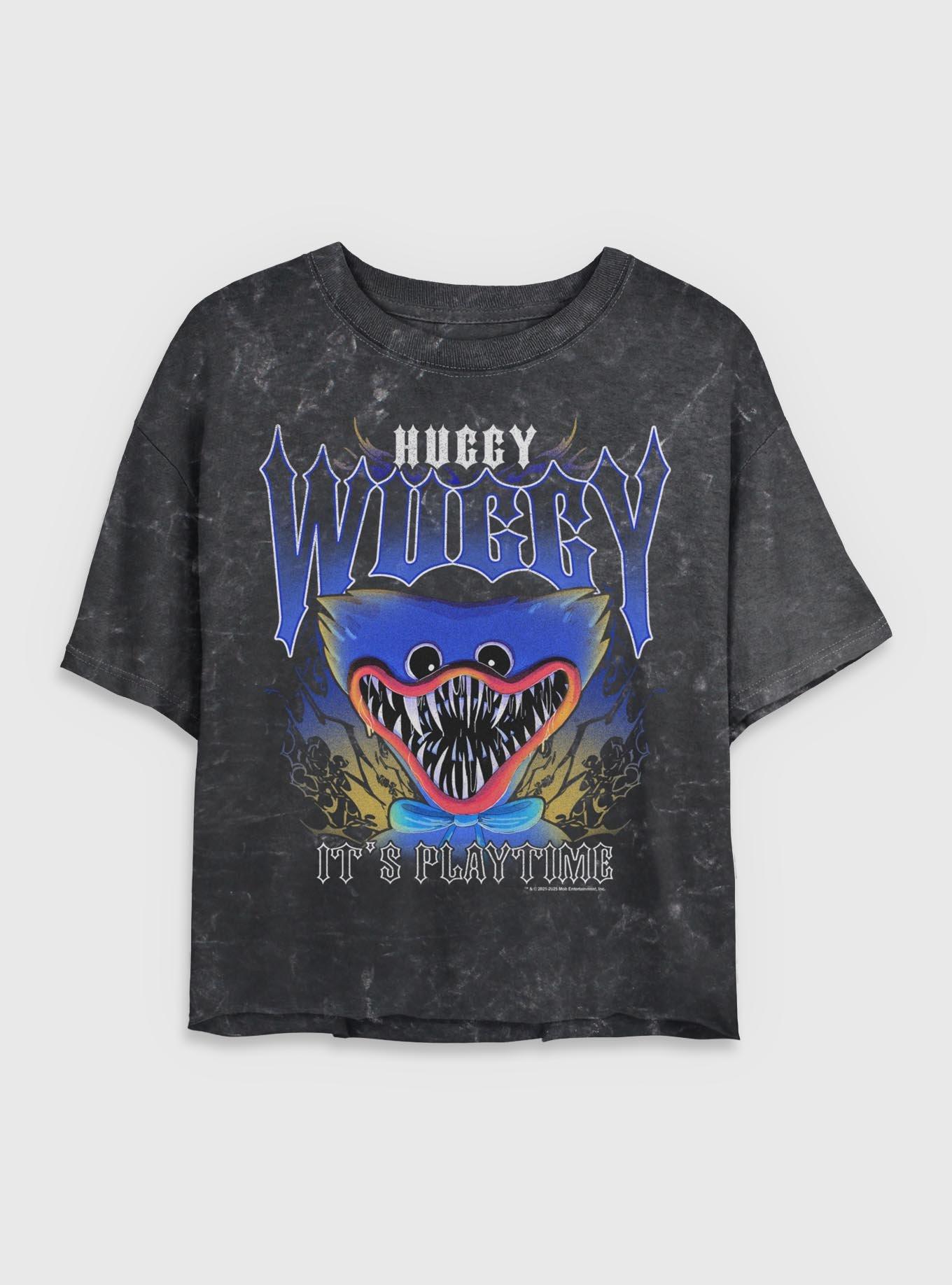 Poppy Playtime Huggy Wuggy Womens Mineral Wash Crop T-Shirt, BLACK, hi-res