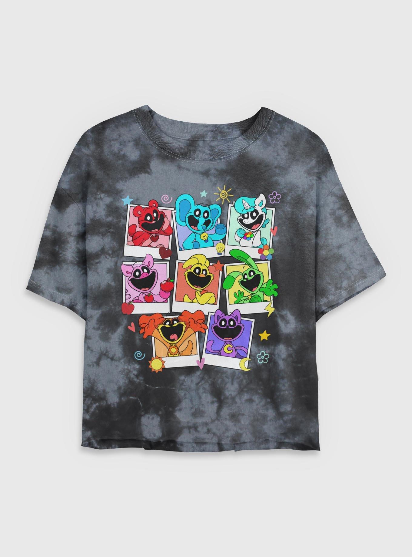 Poppy Playtime Polaroid Smiling Critters Womens Tie-Dye Crop T-Shirt, , hi-res