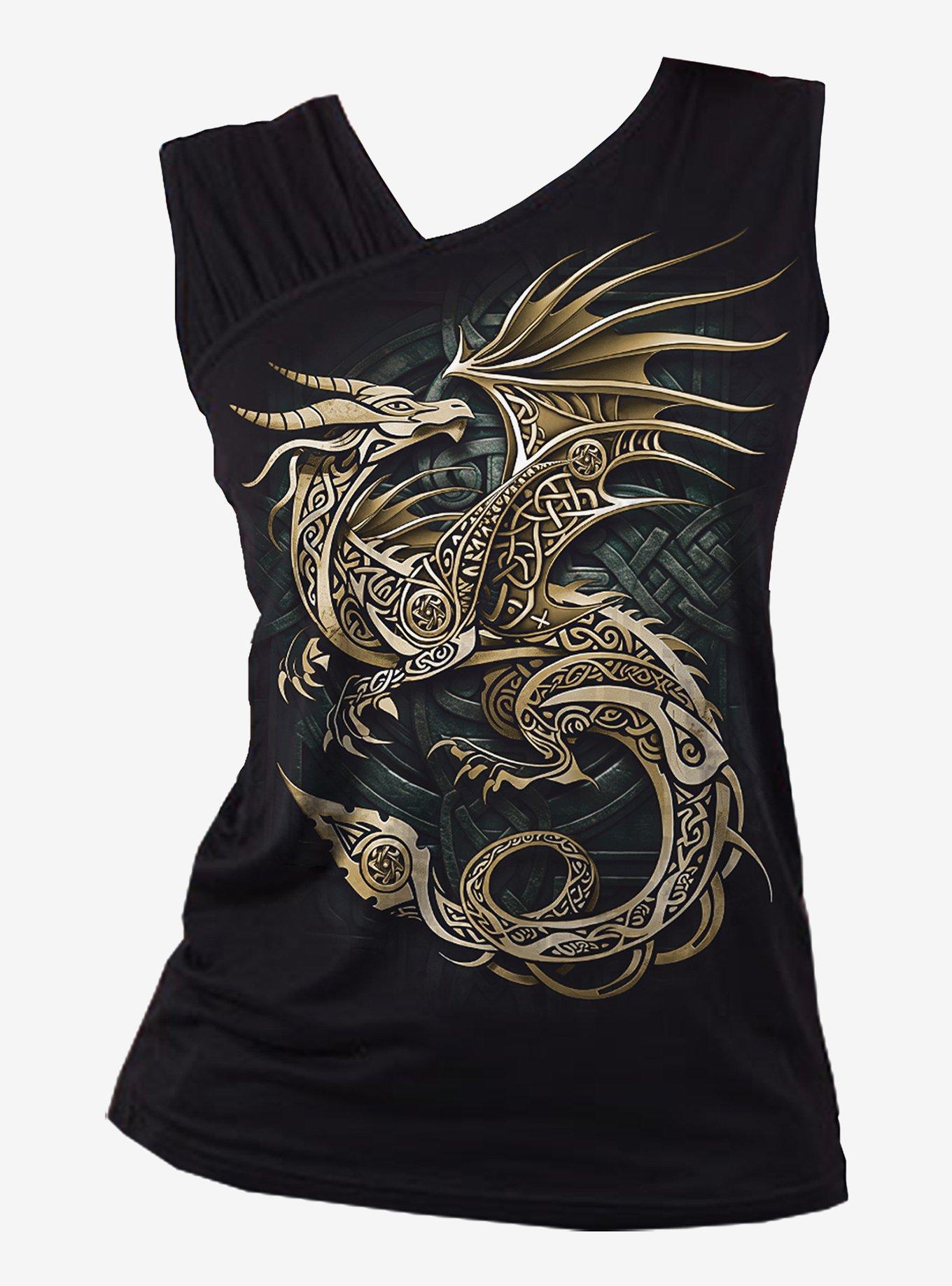 Celtic Dragon Gathered Shoulder Slant Vest, , hi-res