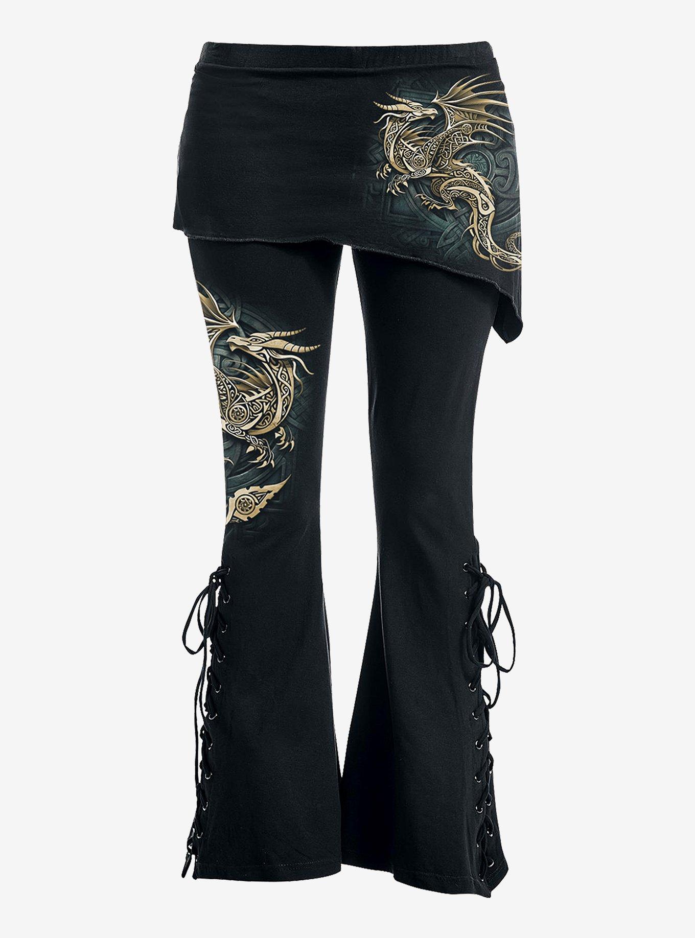 Celtic Dragon 2-in-1 Boot-Cut Leggings With Micro Slant Skirt, , hi-res