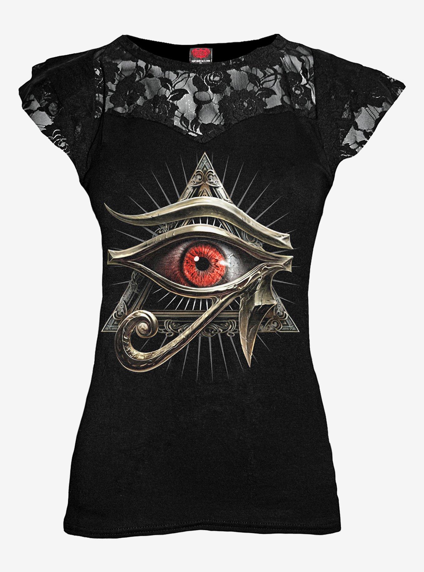 Evil Eye Lace Layered Cap Sleeve Top, , hi-res