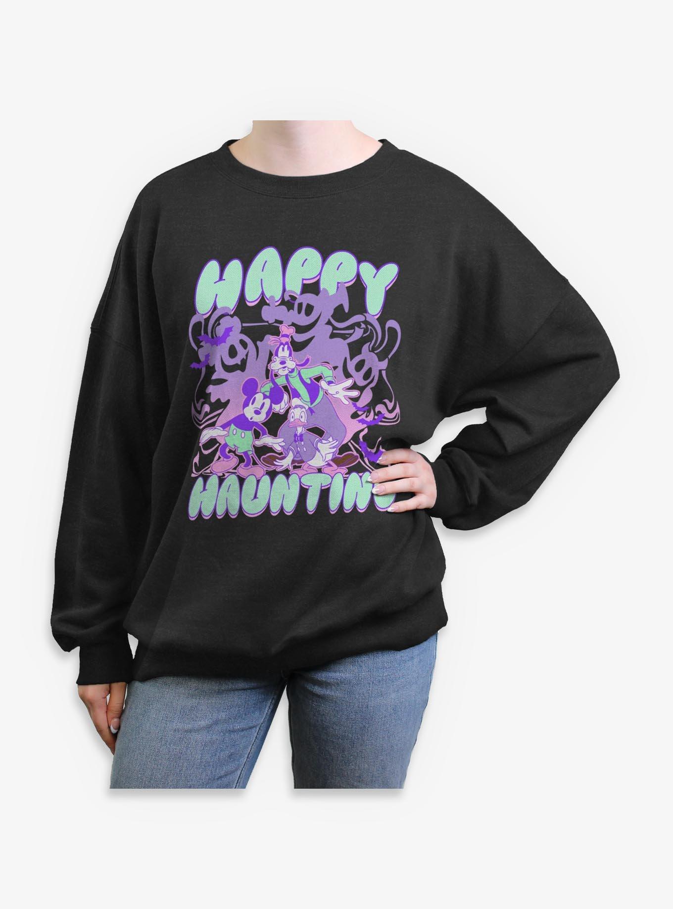 Disney Mickey Mouse Happy Haunting Spooky Ghost Girls Oversized Sweatshirt