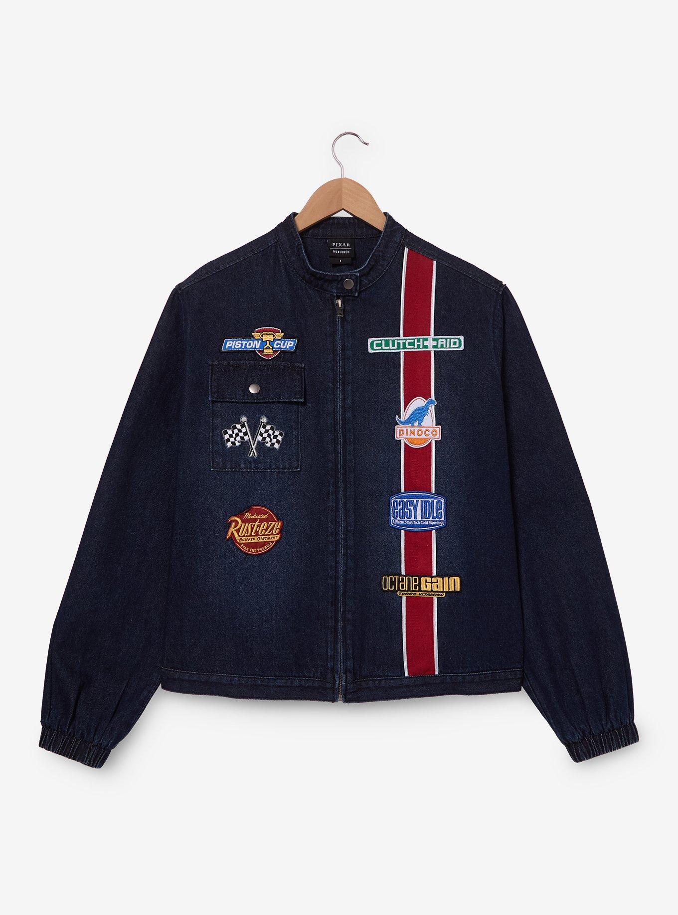 Disney Pixar Cars Cropped Women's Denim Moto Jacket &mdash; BoxLunch Exclusive, , hi-res