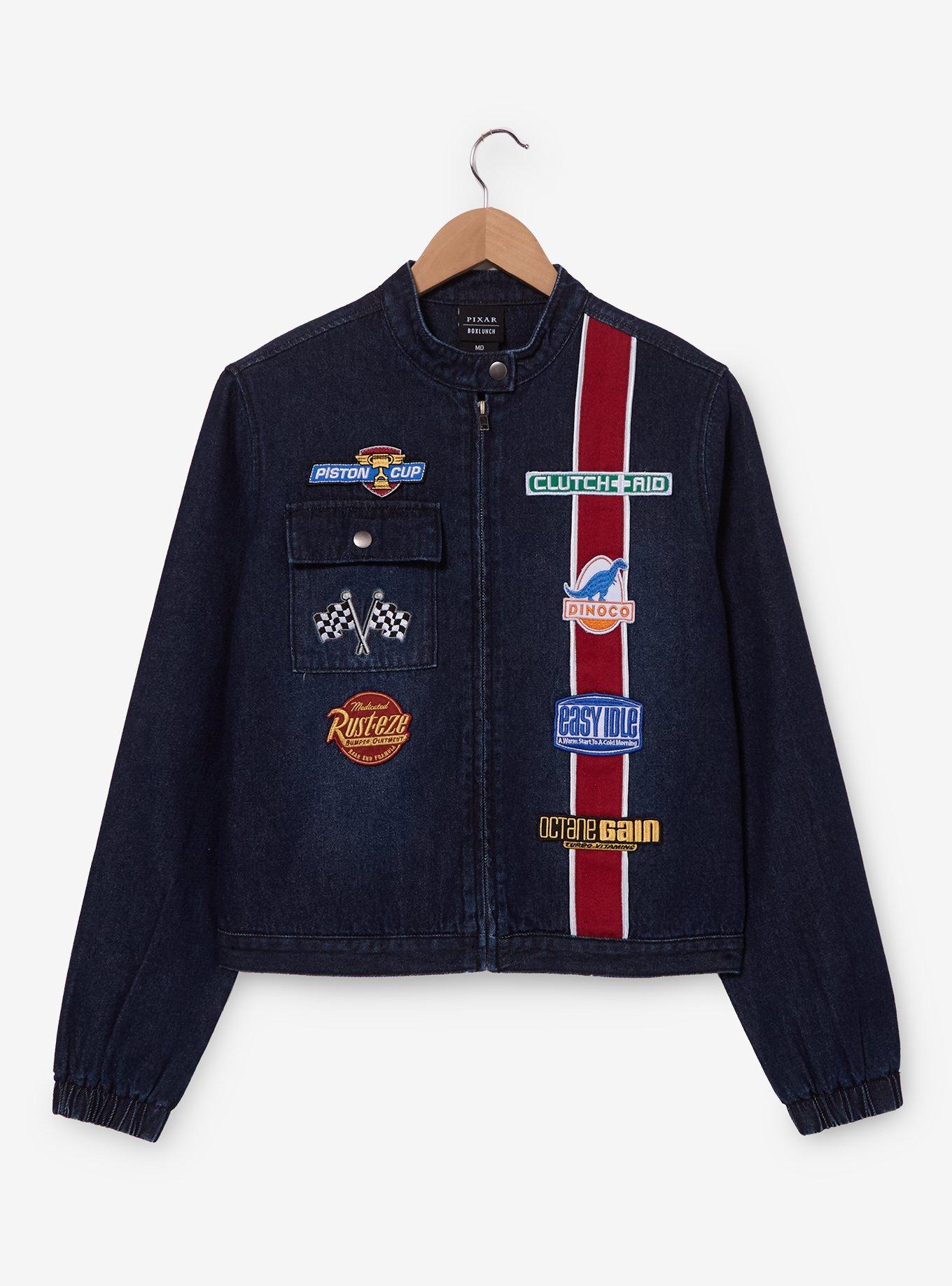 Disney Pixar Cars Cropped Women's Plus Size Denim Moto Jacket &mdash; BoxLunch Exclusive, , hi-res