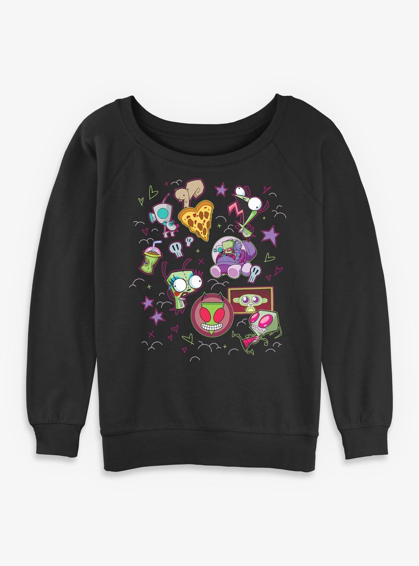 Invader ZIM Icon Doodles Womens Slouchy Sweatshirt, , hi-res