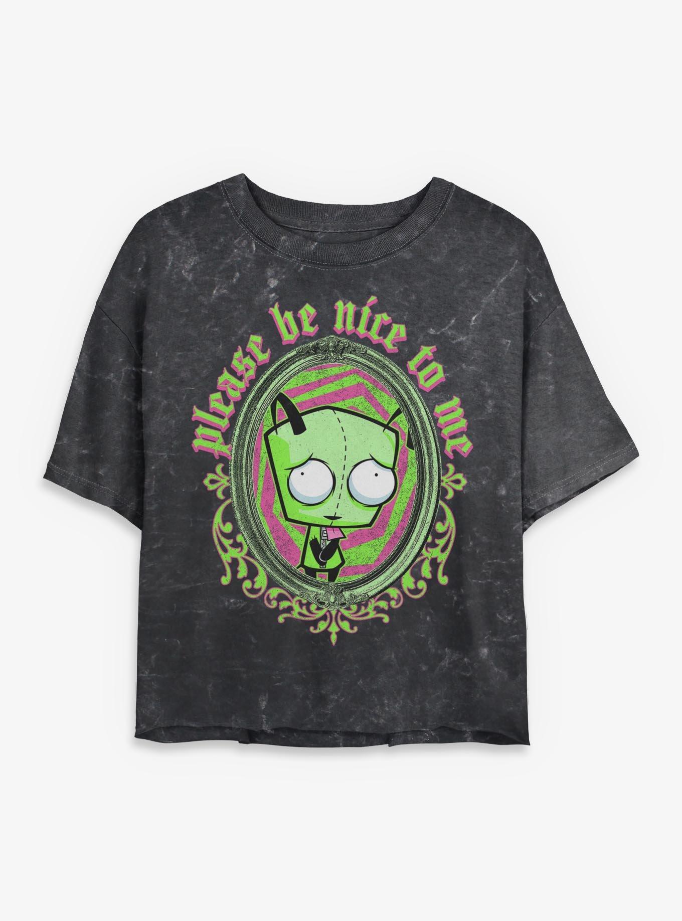 Invader ZIM Please Be Nice To Me Mineral Wash Womens Crop T-Shirt, , hi-res