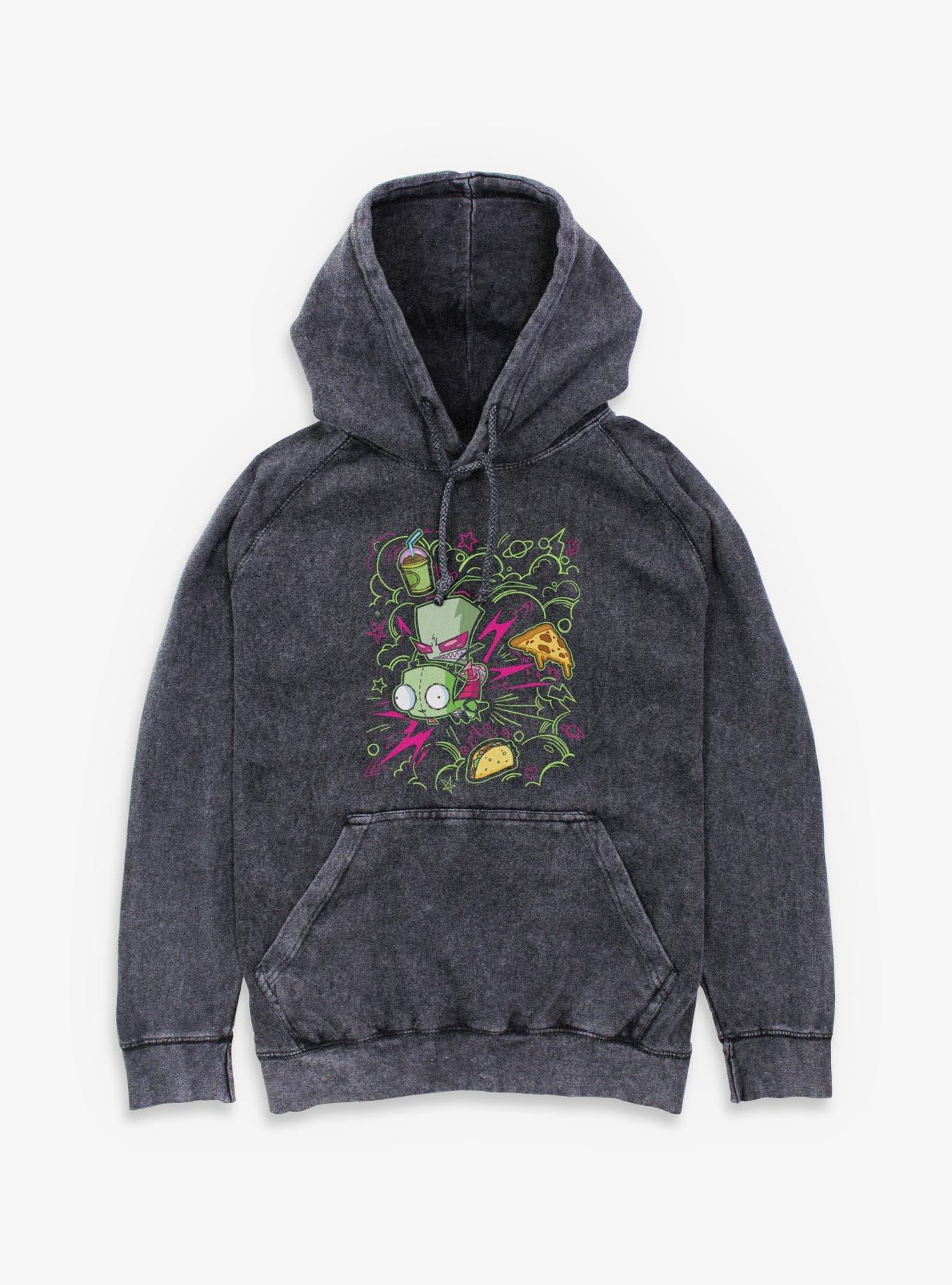 Invader ZIM Doodle Zim Mineral Wash Hoodie, , hi-res