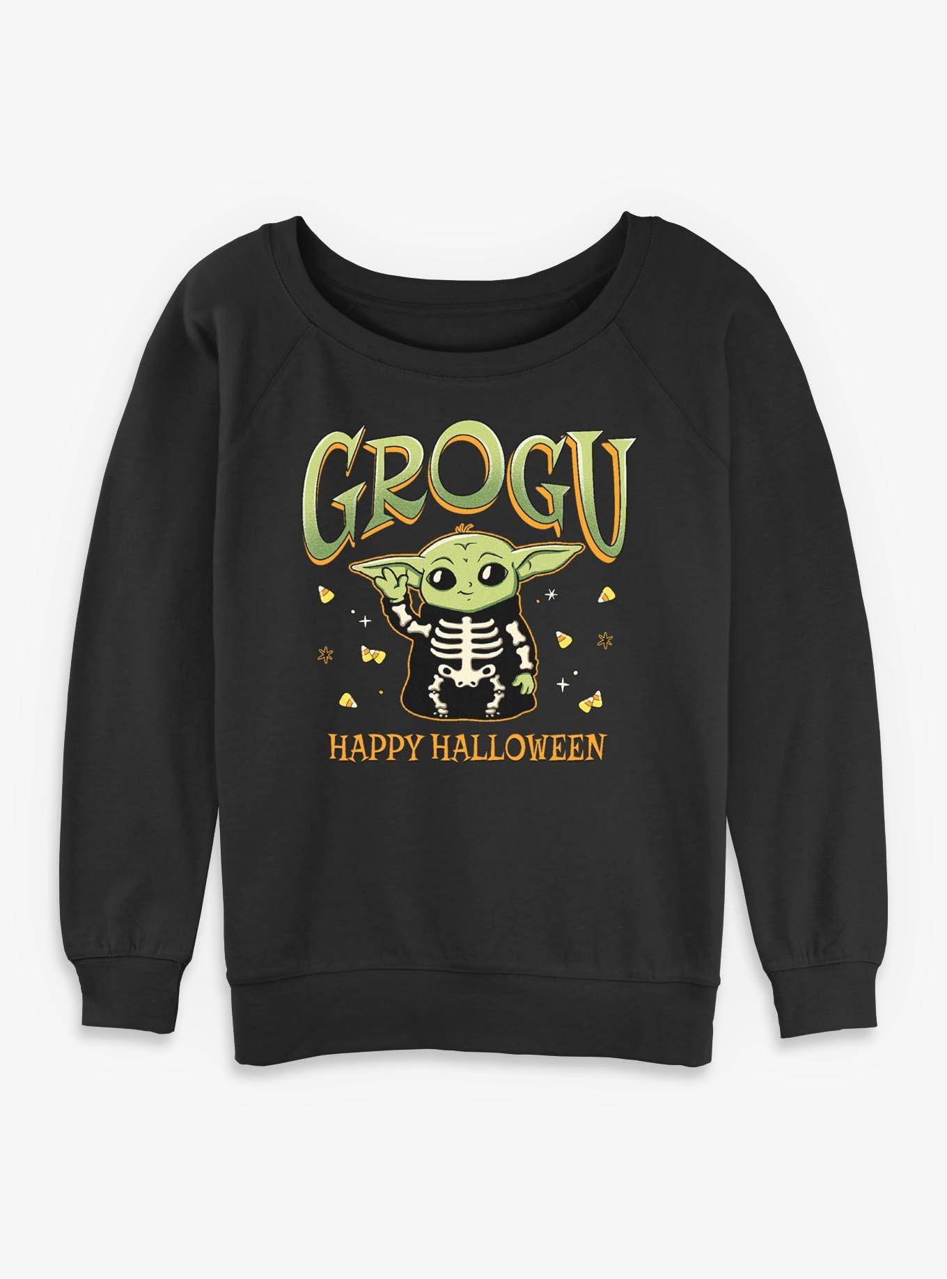 Star Wars The Mandalorian Grogu Happy Halloween Womens Slouchy Sweatshirt, , hi-res