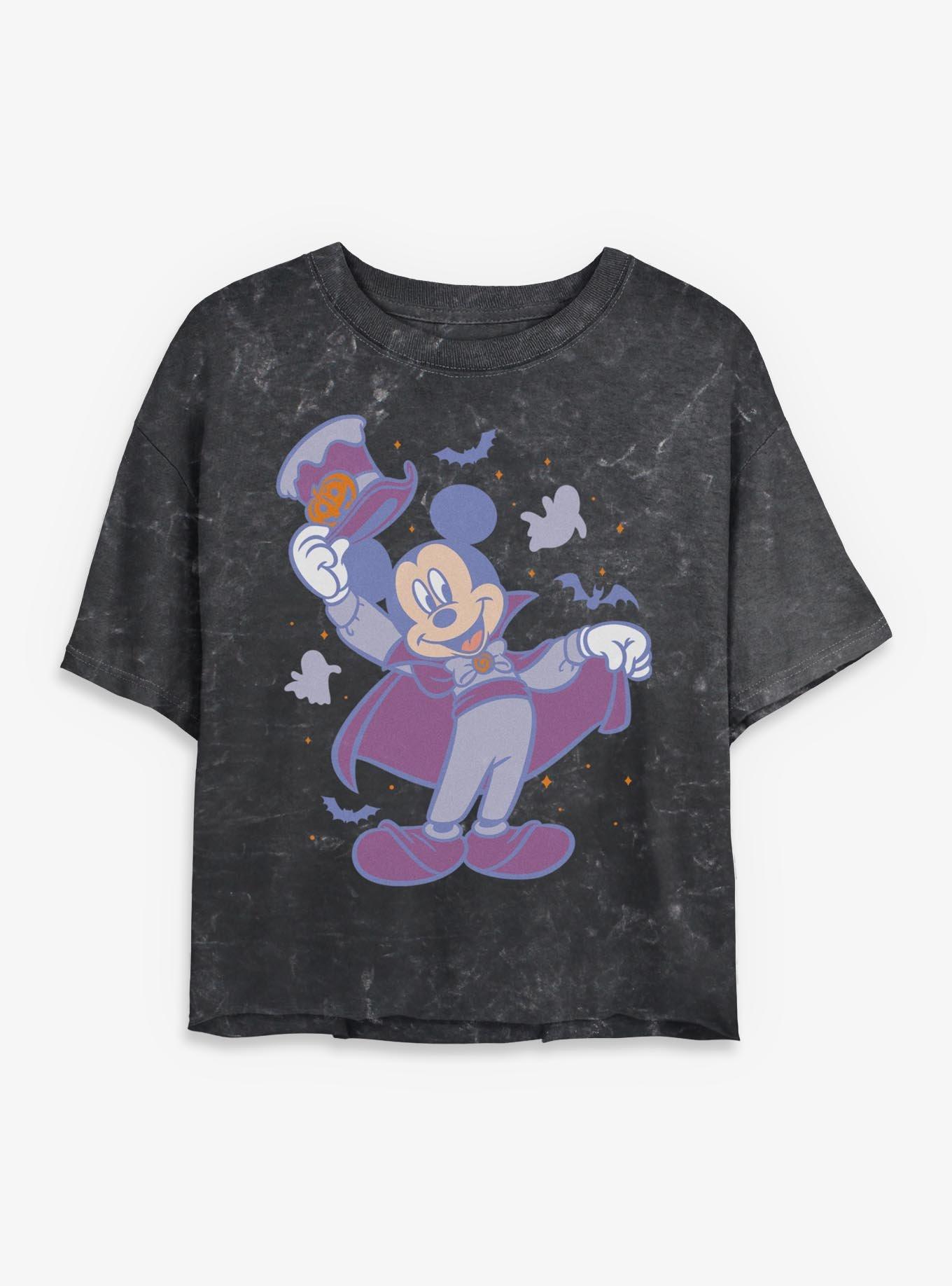 Disney Mickey Mouse Haunted Host Girls Mineral Wash Crop T-Shirt, , hi-res