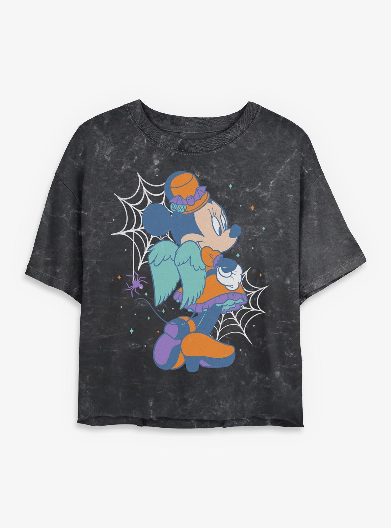 Disney Minnie Mouse Halloween Webs Girls Mineral Wash Crop T-Shirt, , hi-res